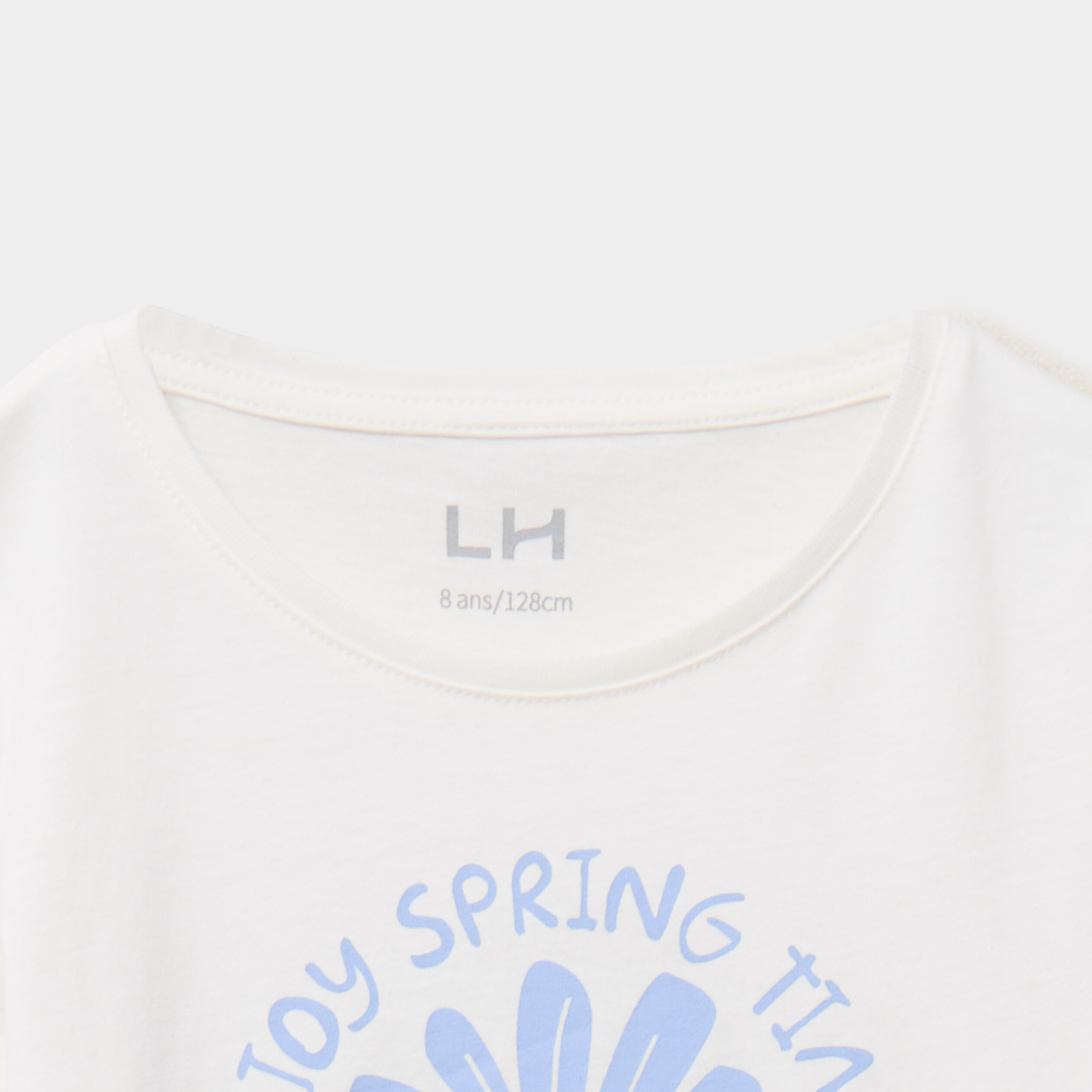 T-shirt manches courtes coton ivoire fille