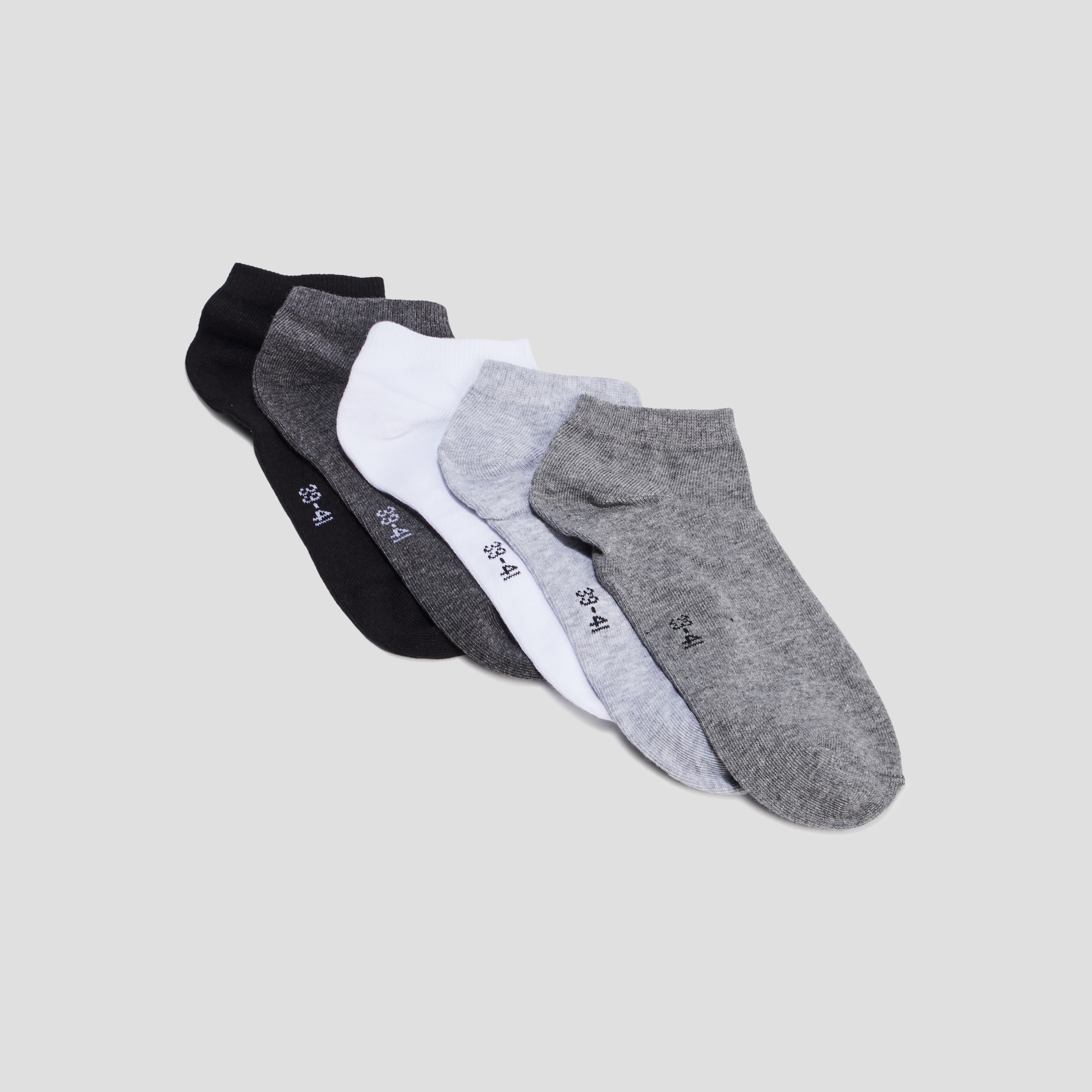 Lot 5 paires socquettes gris femme