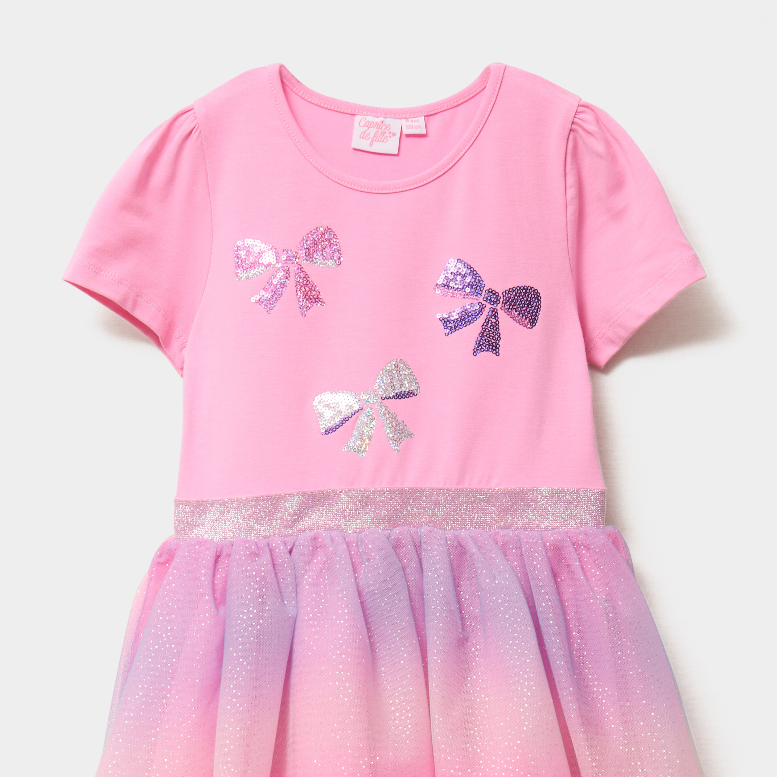 robe patineuse bas tulle et sequins rose fille Robe patineuse bas tulle et sequins rose fille