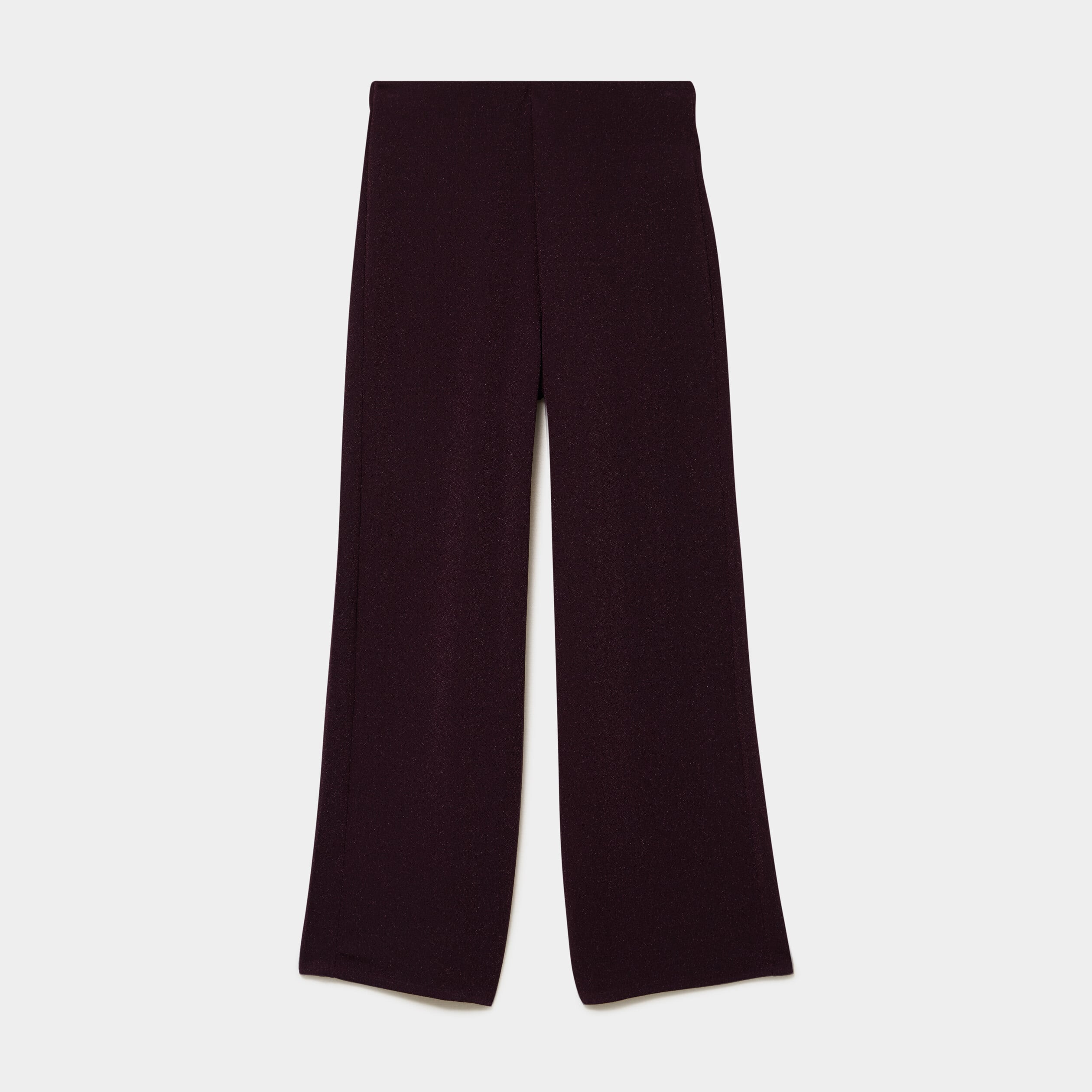 Pantalon large &agrave; paillettes prune femme