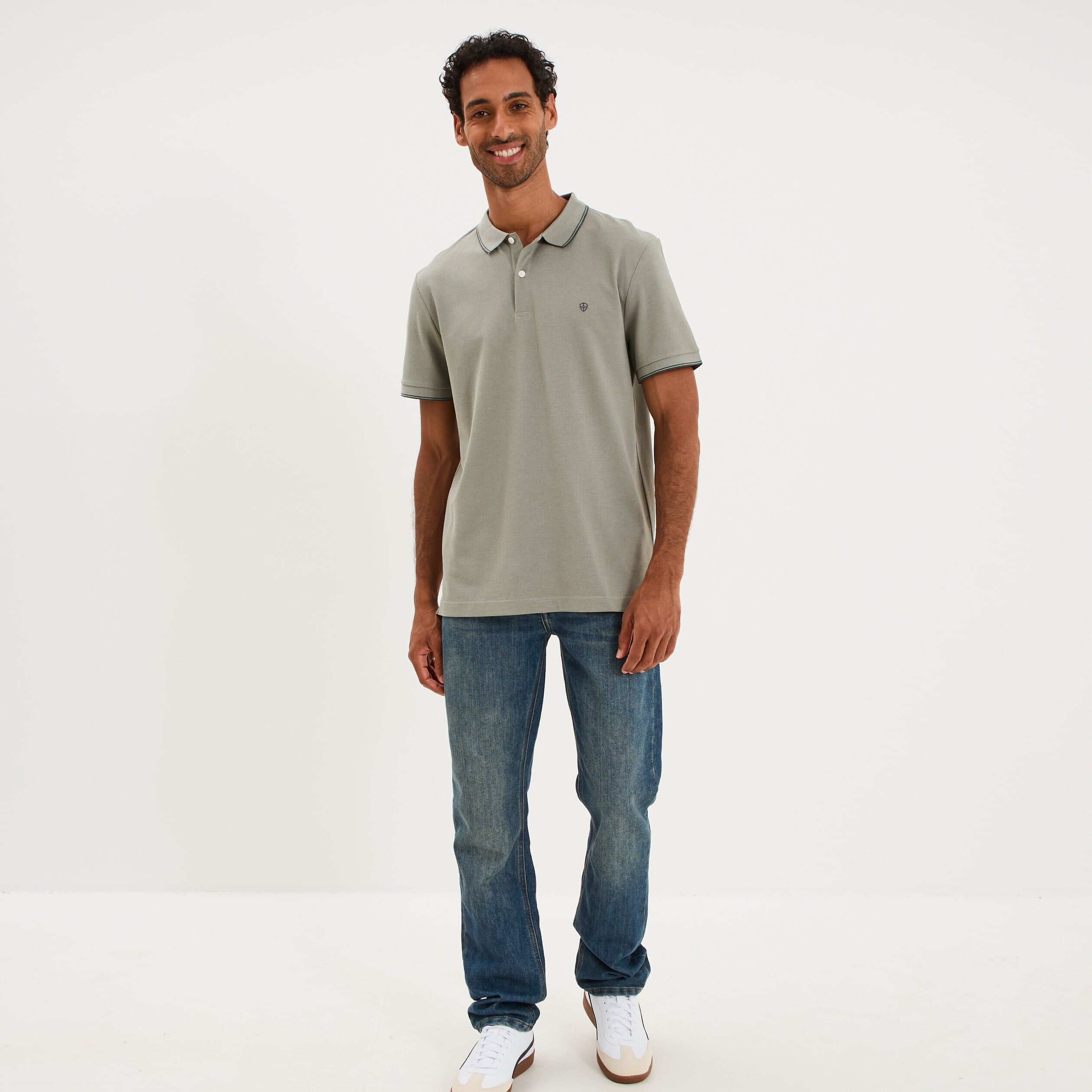 Polo piqu&eacute; coton manches courtes vert homme