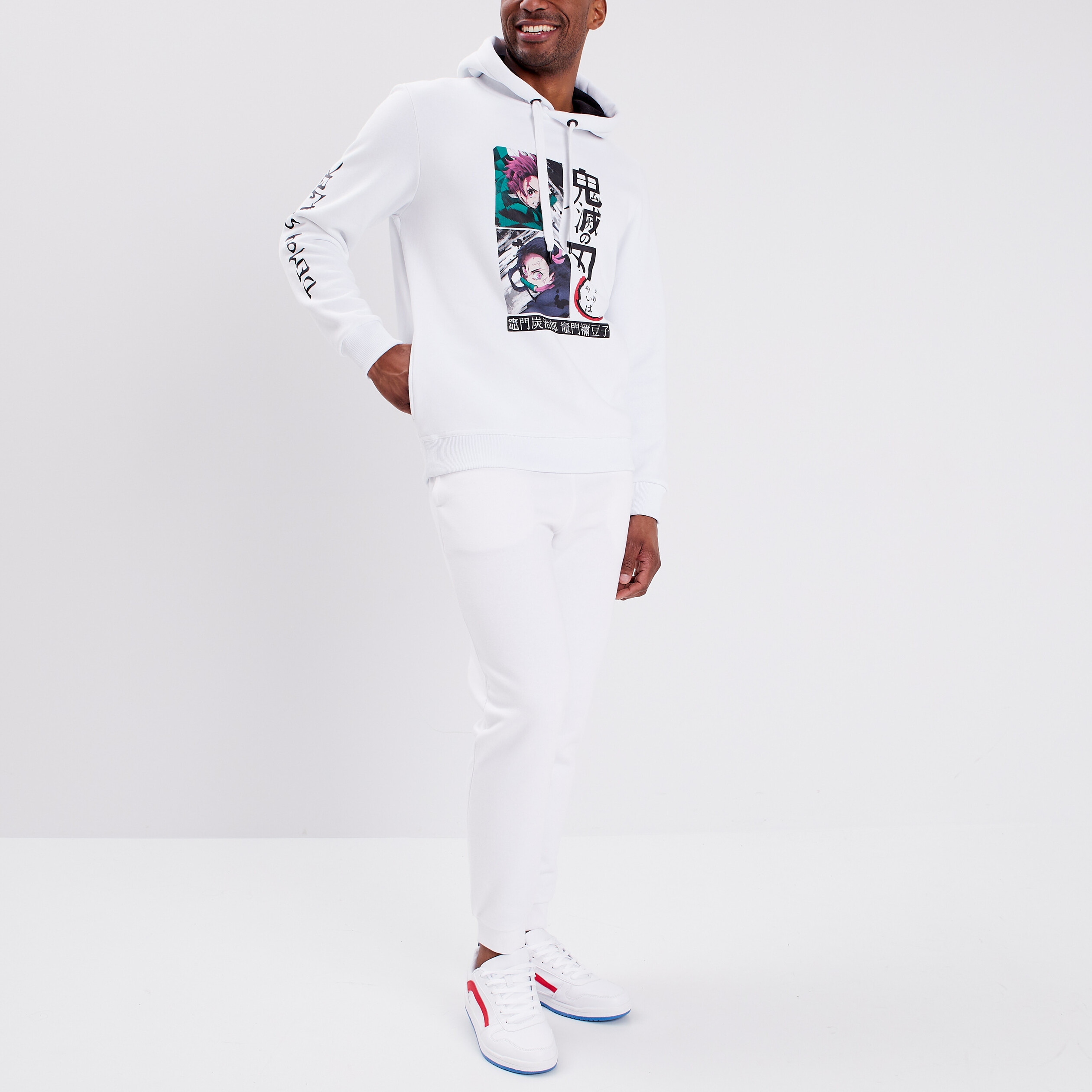 sweat a capuche hoodie demon slayer blanc homme Sweat à capuche hoodie Demon Slayer blanc homme
