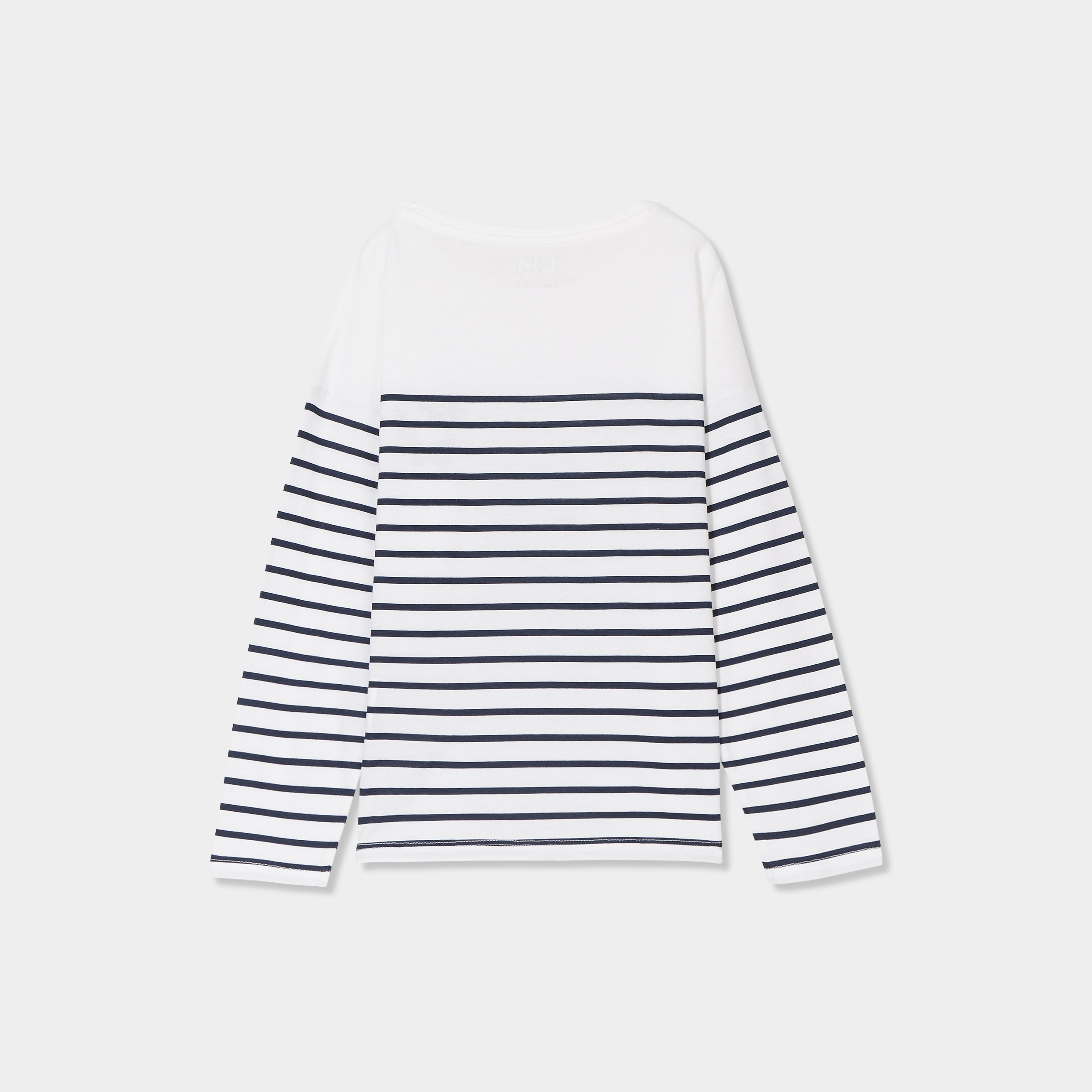 T-shirt coton col rond manches longues ecru fille