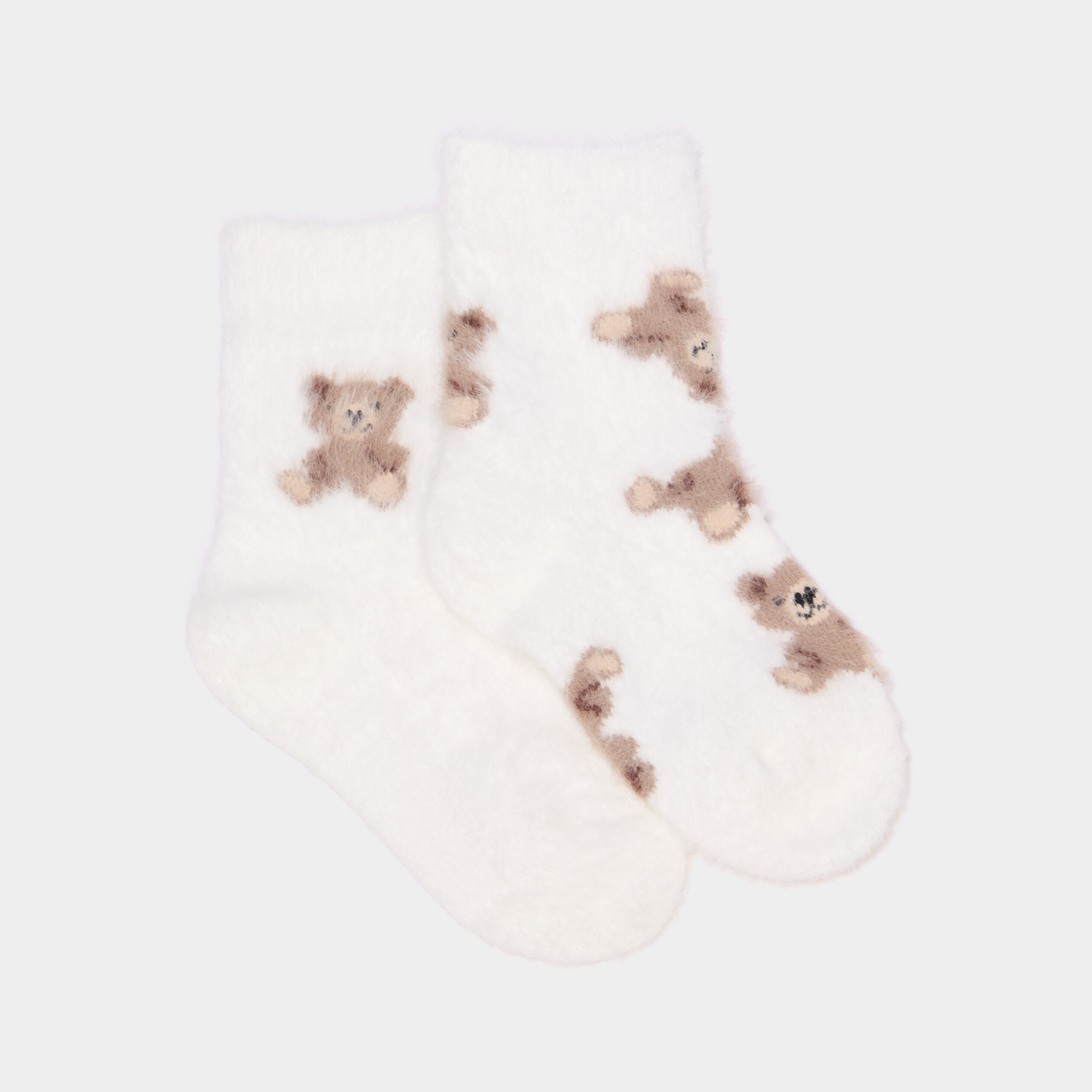 Lot 2 paires chaussettes d'int&eacute;rieur ivoire fille