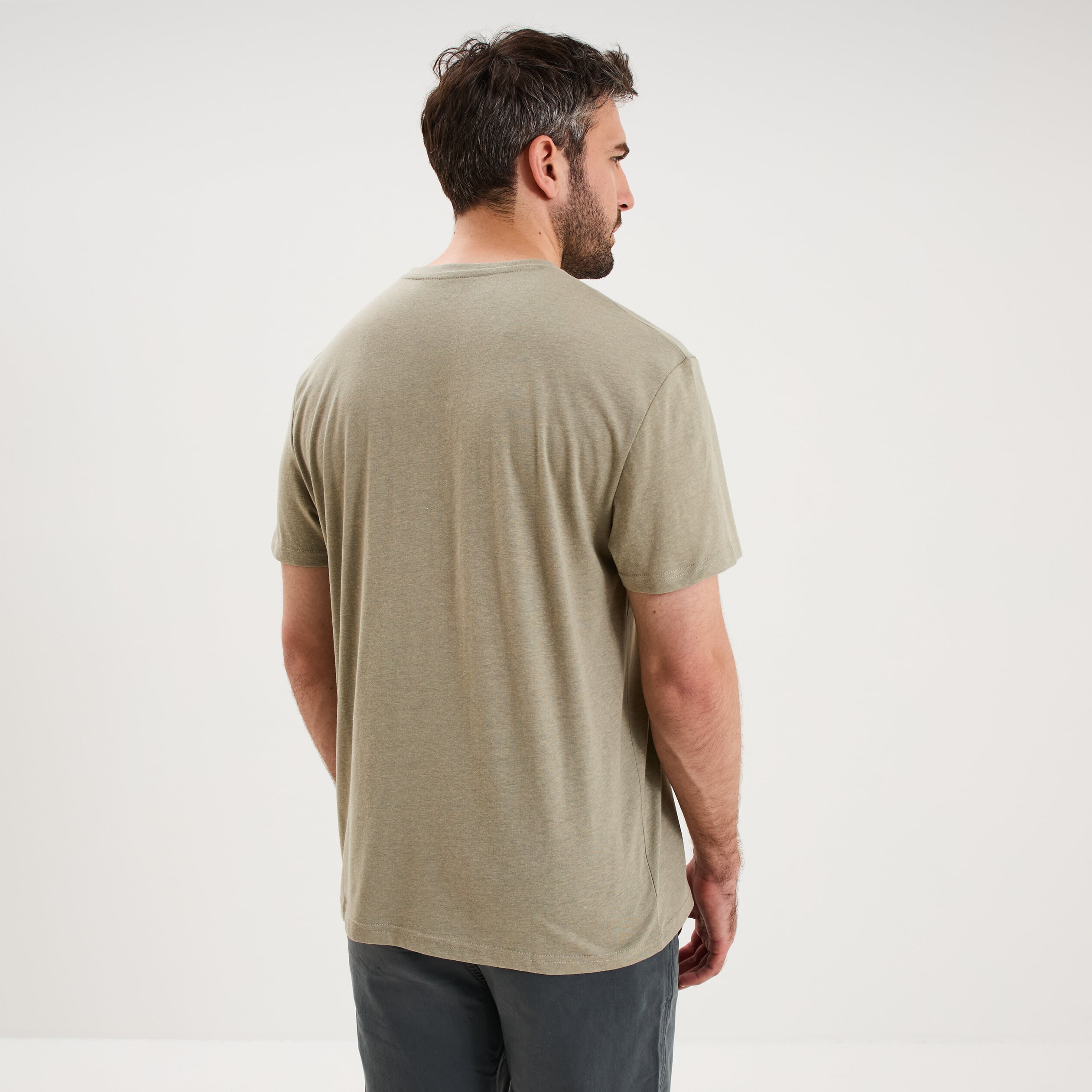 T-shirt droit en coton manches courtes vert homme