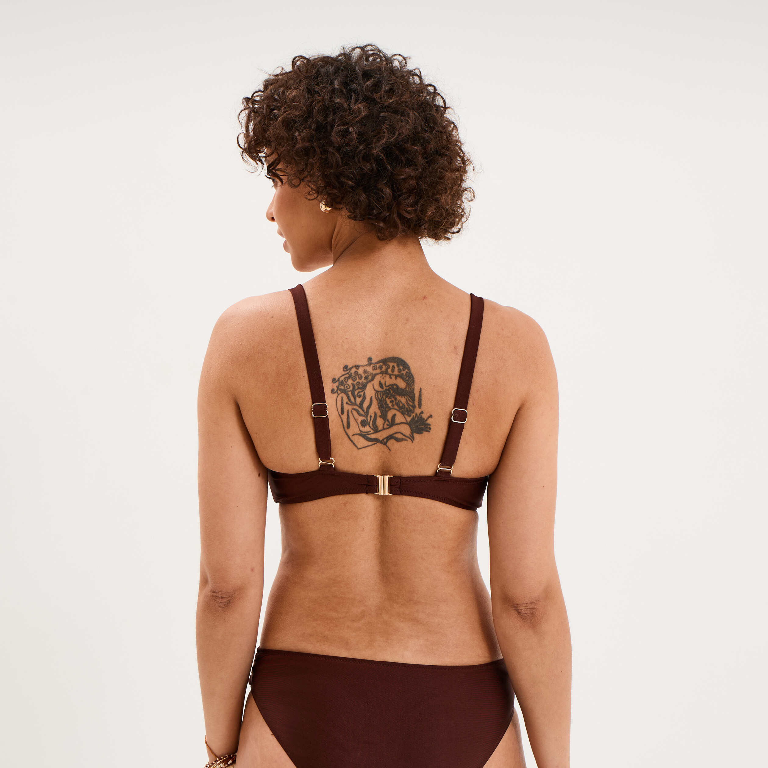 Haut de maillot de bain embo&icirc;tant padd&eacute; marron femme
