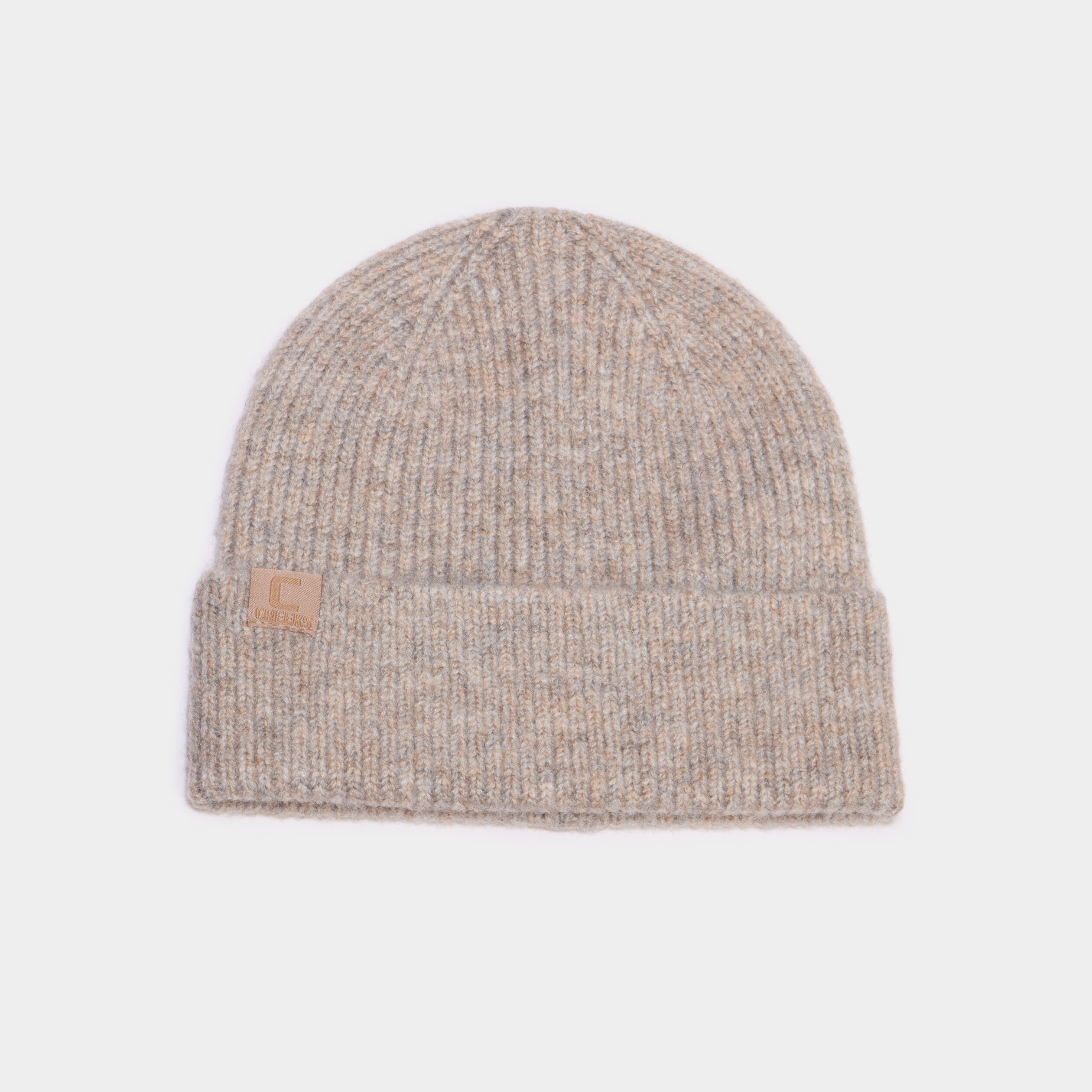 Bonnet tricot&eacute; beige mixte