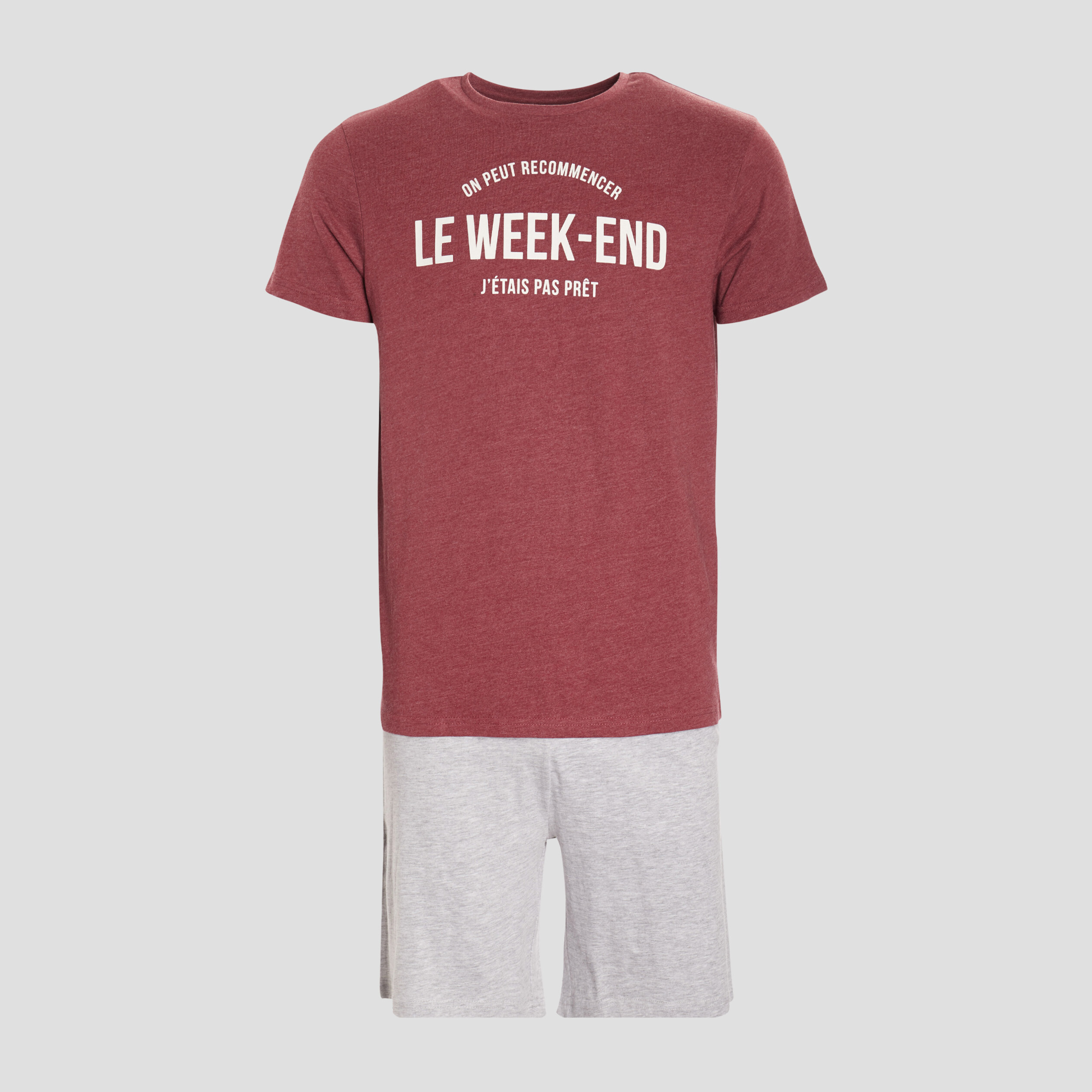 Ensemble pyjama 2 pi&egrave;ces bordeaux homme