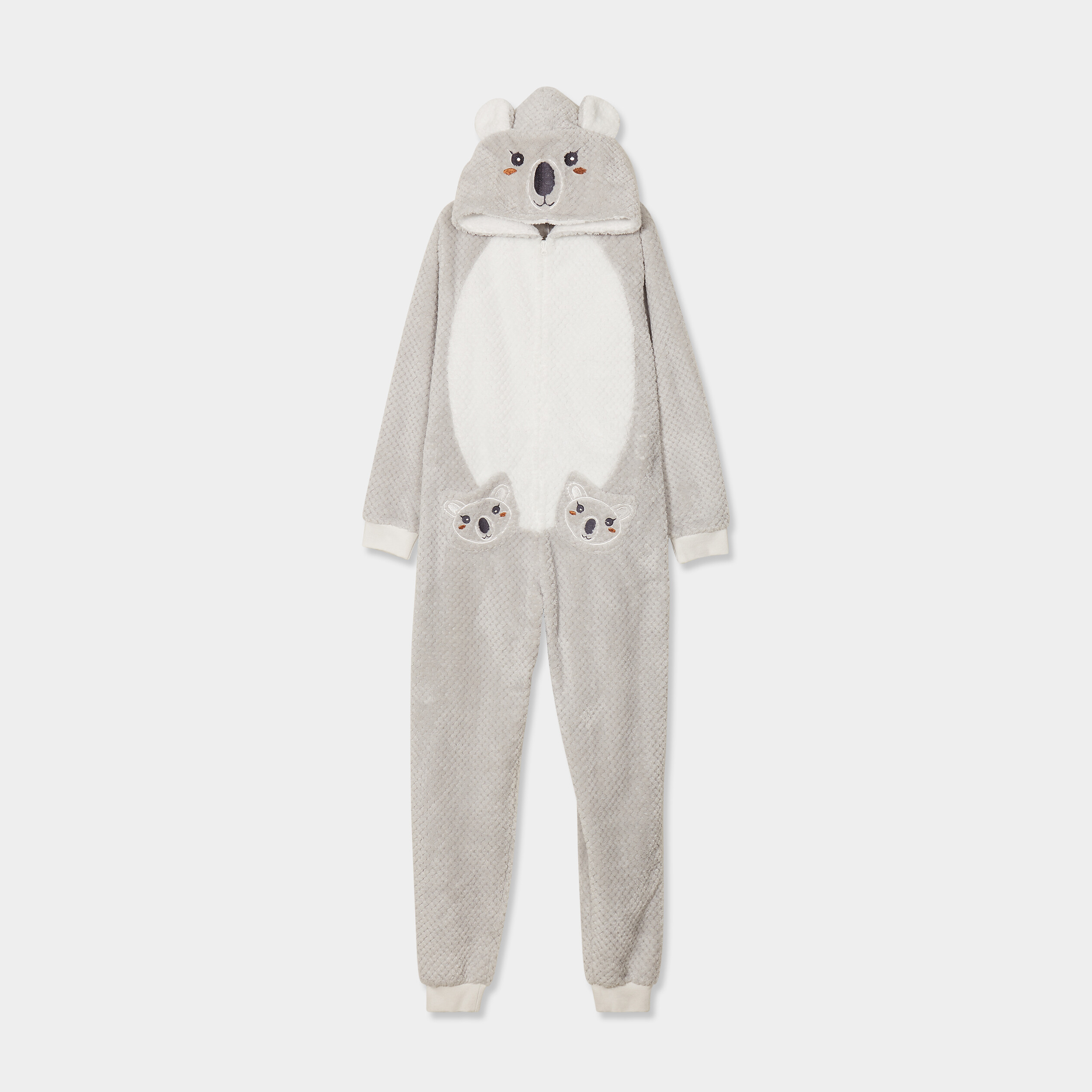 Combinaison pyjama à capuche gris femme