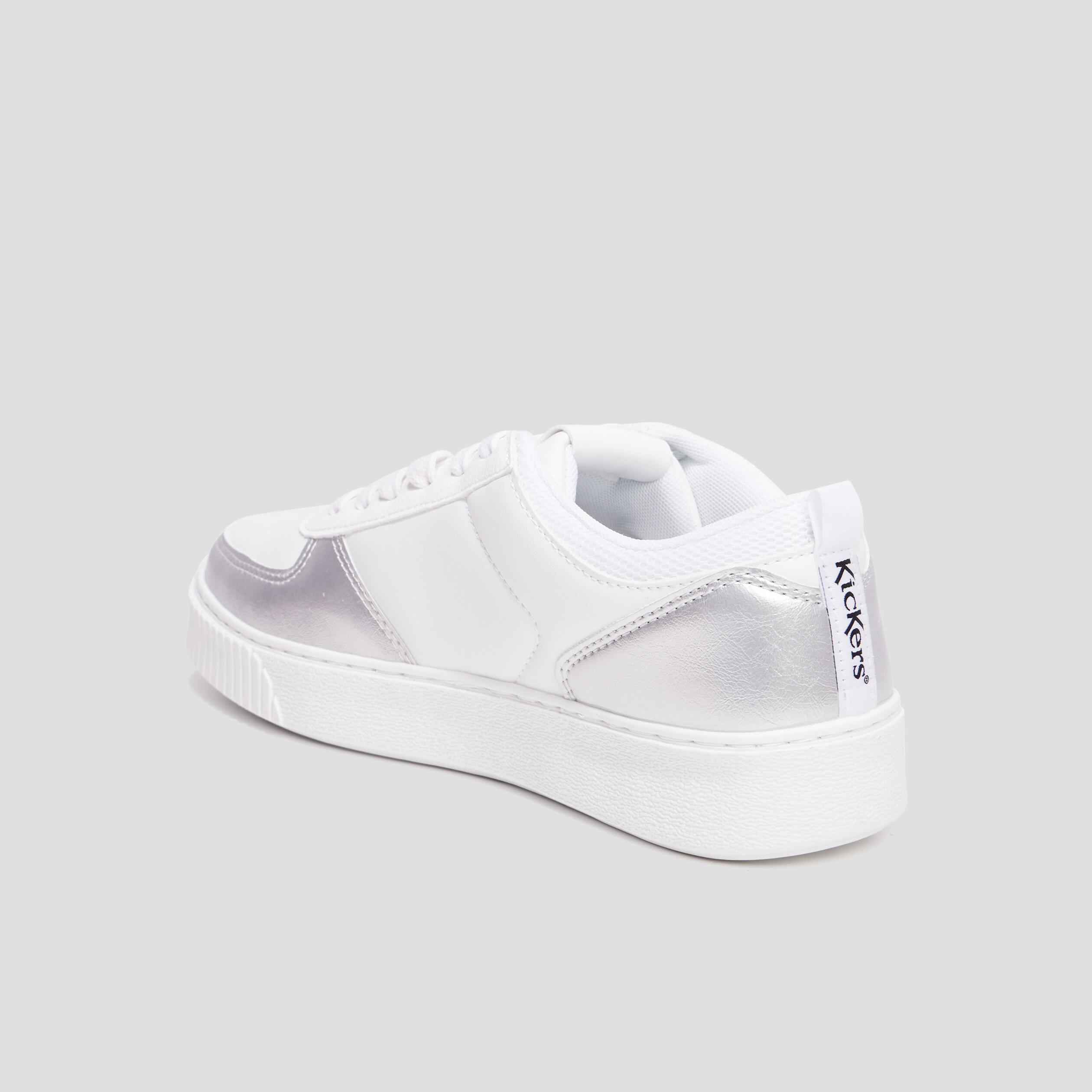 Tennis basses lacets Kickers Style gris argent femme