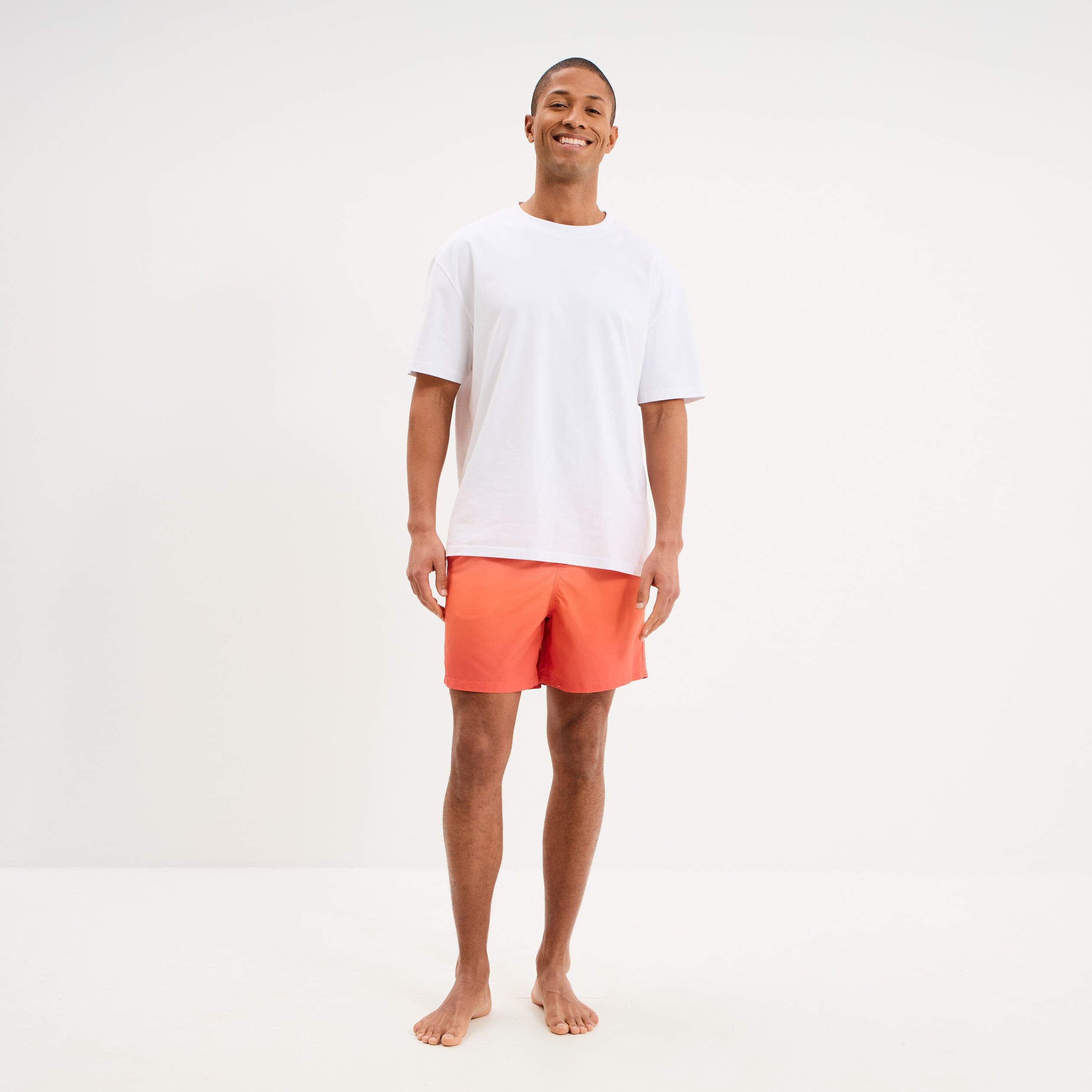 Short de bain orange homme