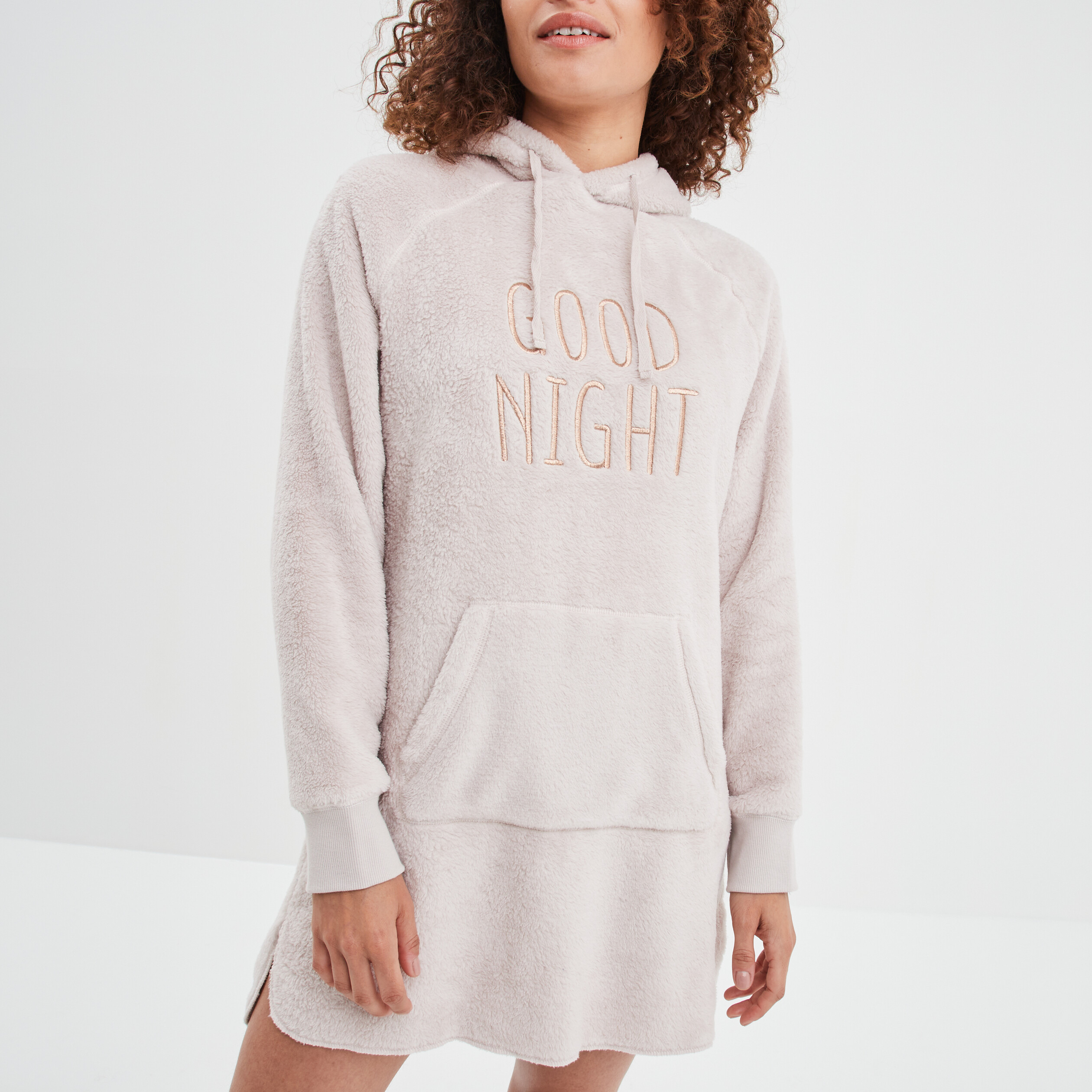 Poncho plaid pilou à capuche rose pastel femme