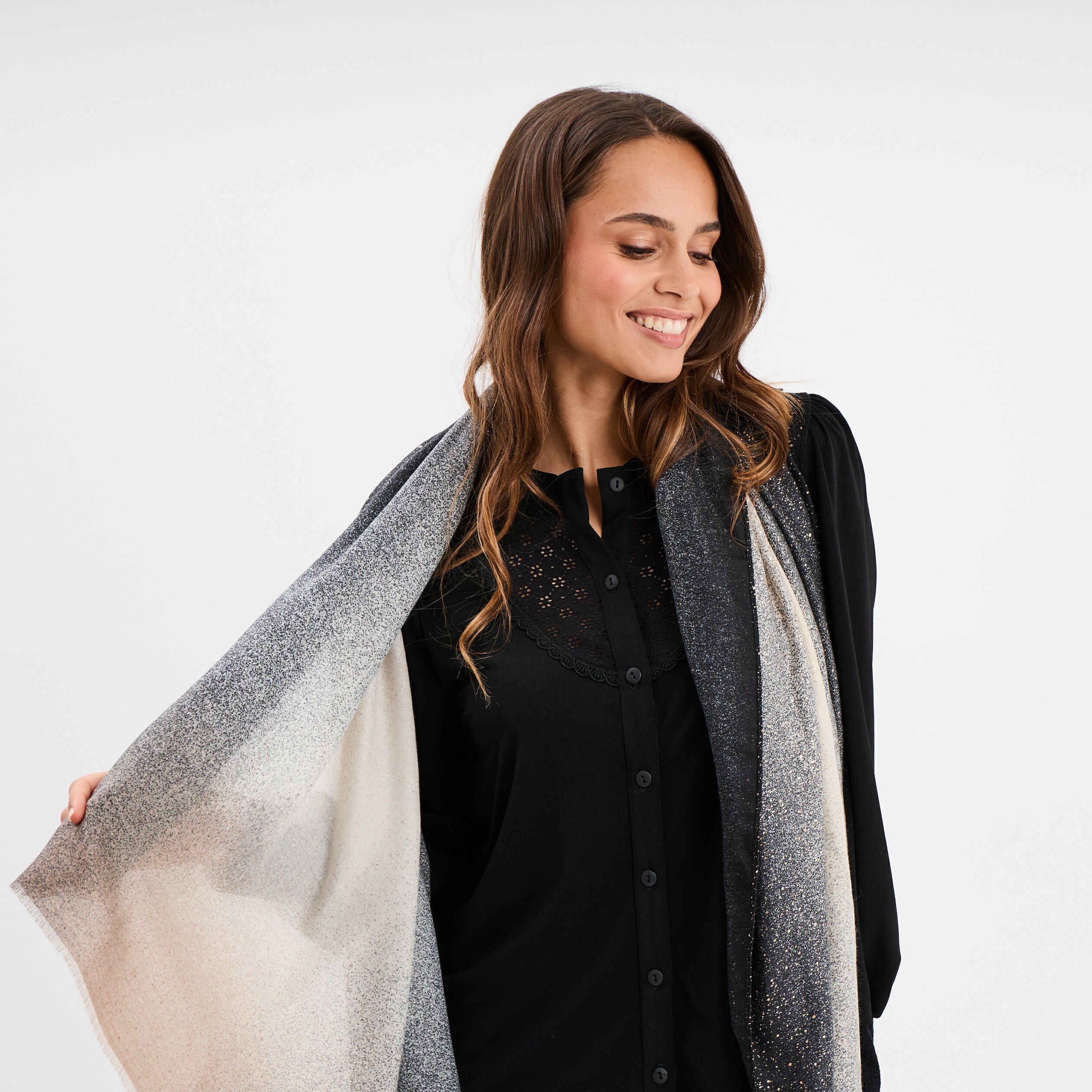 Foulard pailleté vert kaki femme