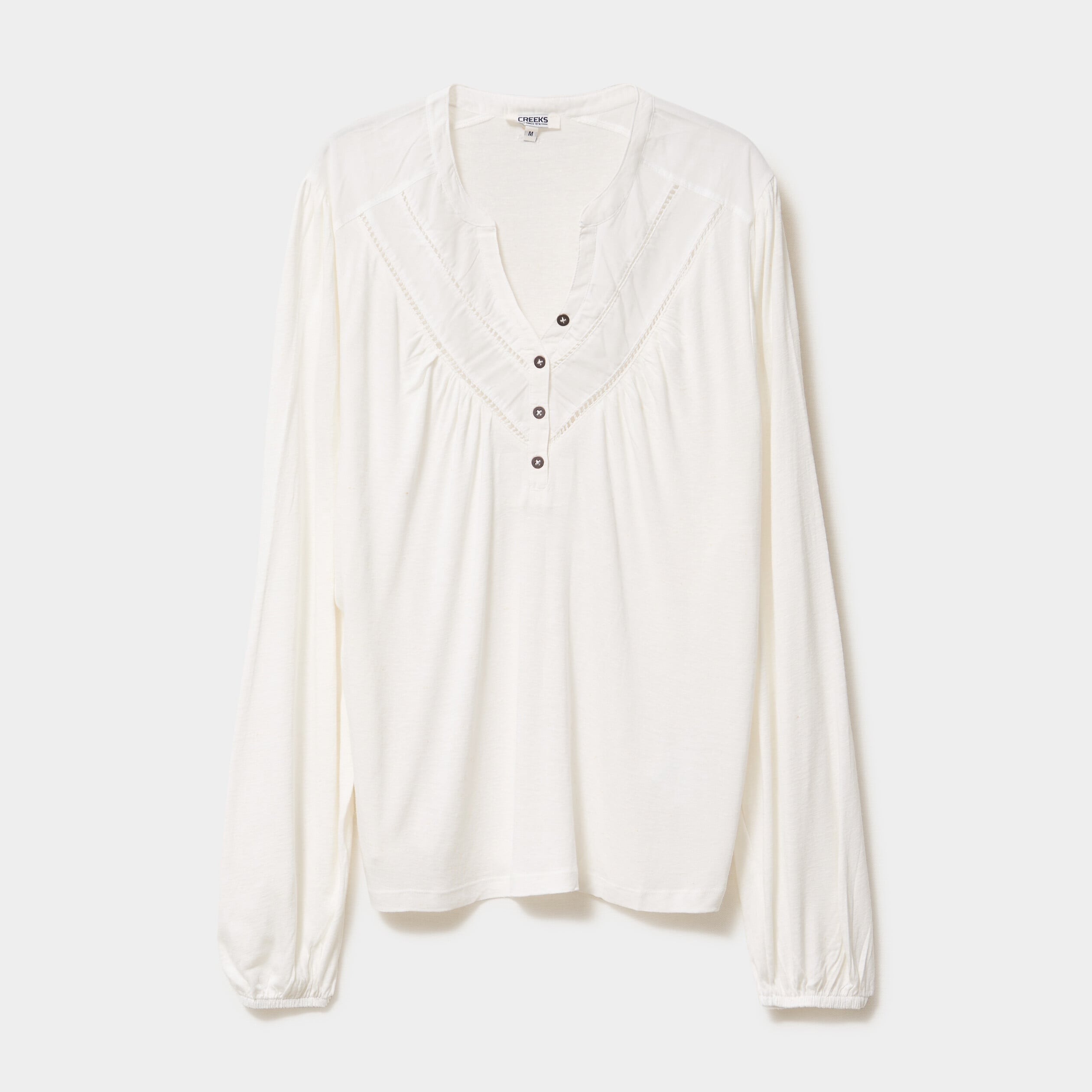 Blouse col tunisien m&eacute;lange lin blanc femme