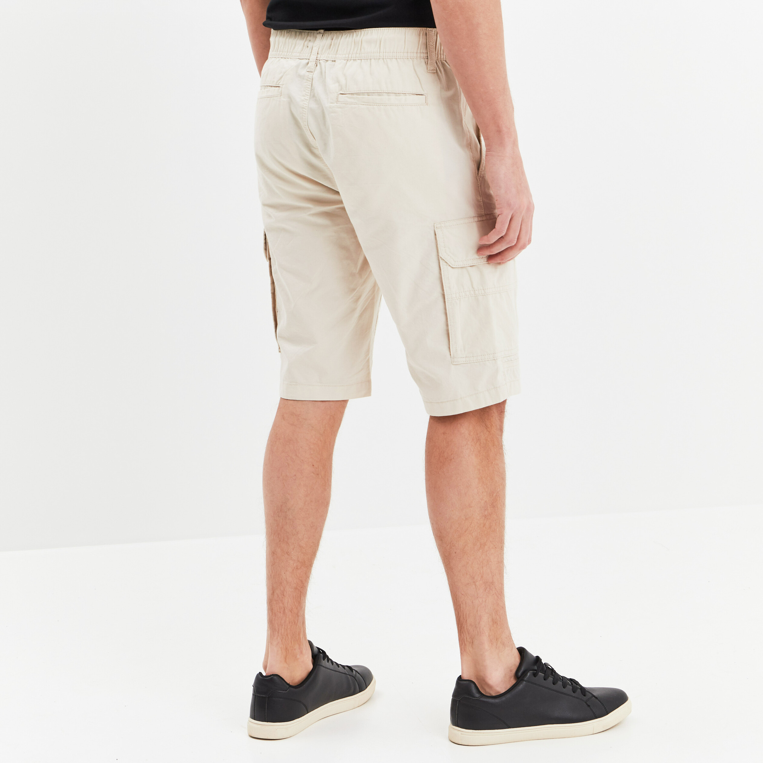 Short bermuda cargo droit à coulisse ecru homme