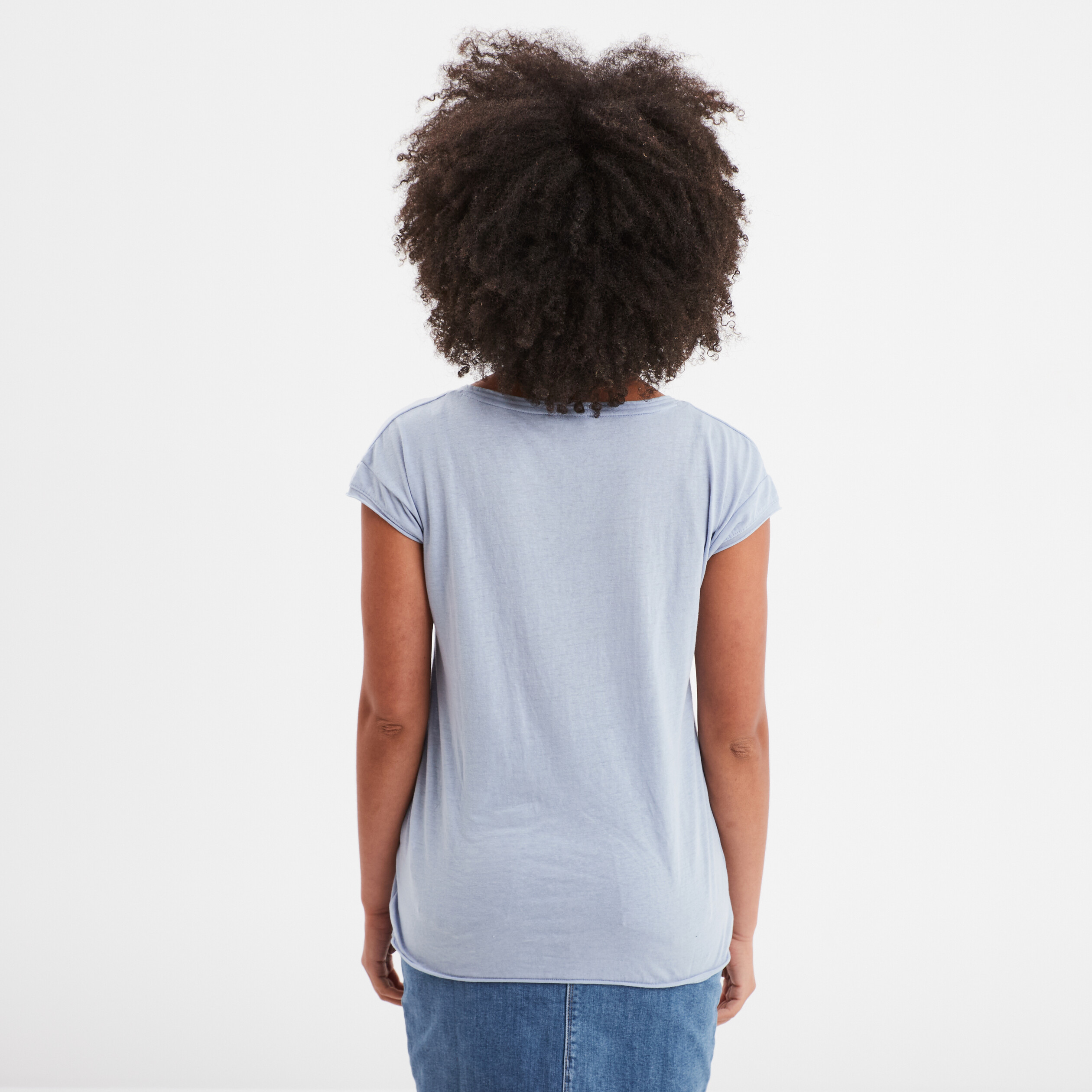 t shirt col v poche poitrine creeks bleu clair femme T-shirt col v poche poitrine Creeks bleu clair femme