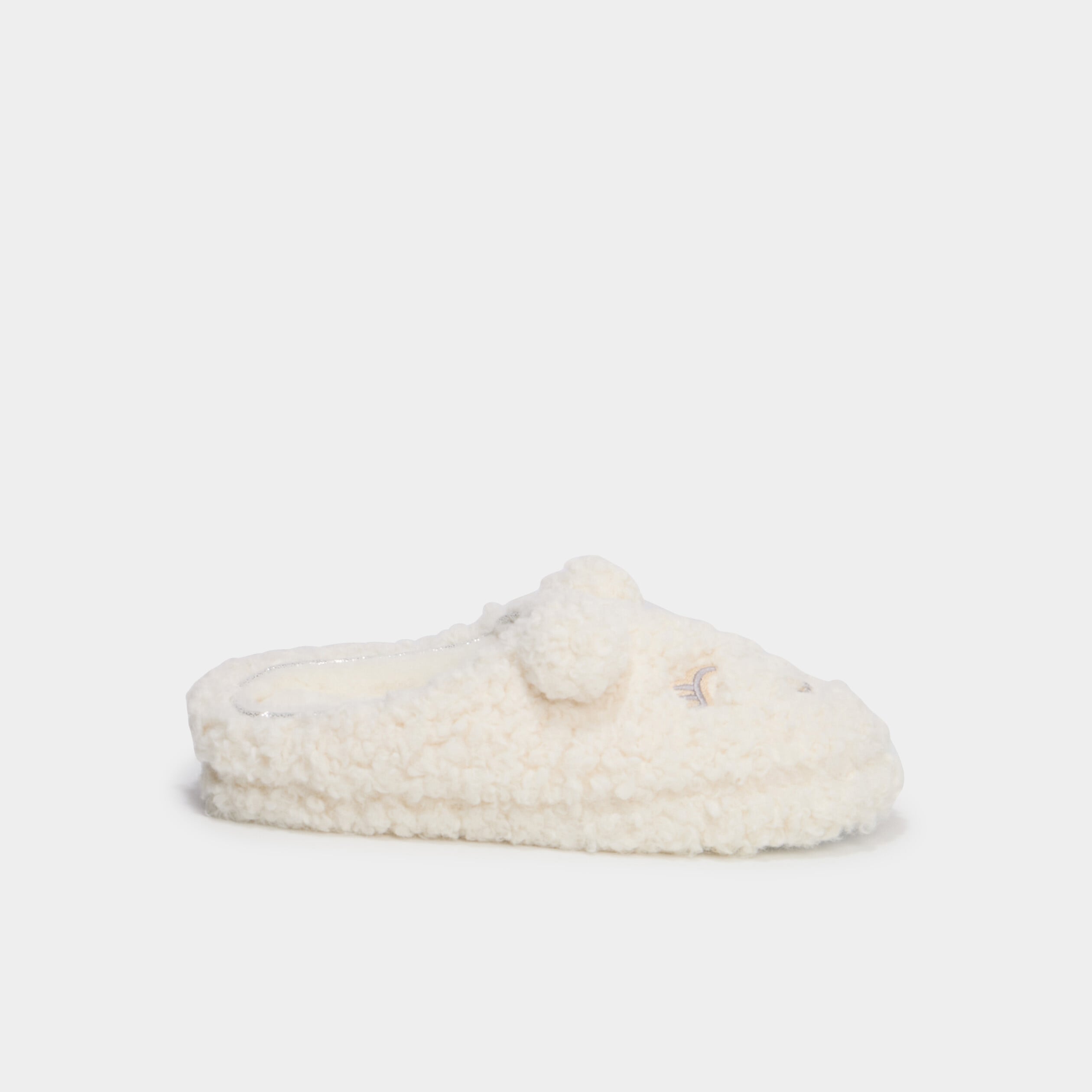 Chaussons mules effet polaire blanc femme