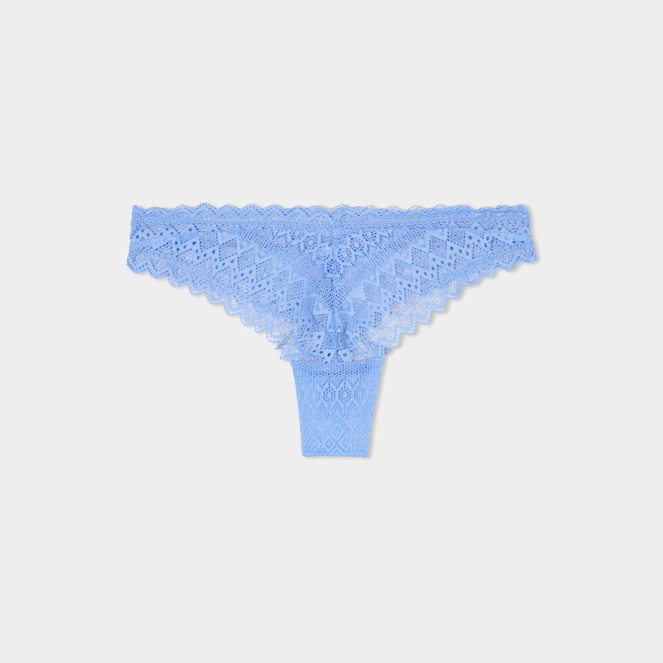 tanga en dentelle bleu lavande femme Tanga en dentelle bleu lavande femme