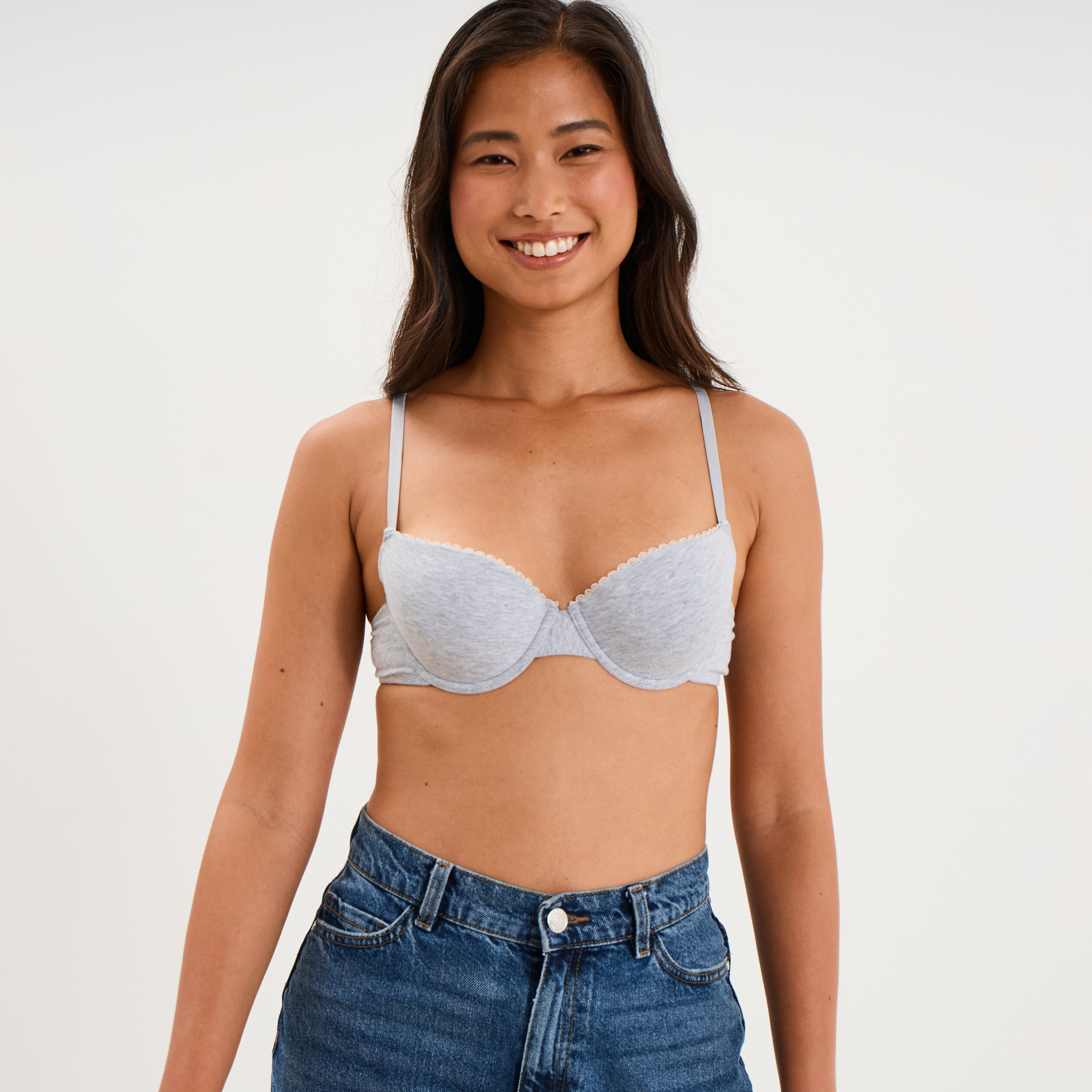 Soutien-gorge padd&eacute; embo&icirc;tant gris clair femme