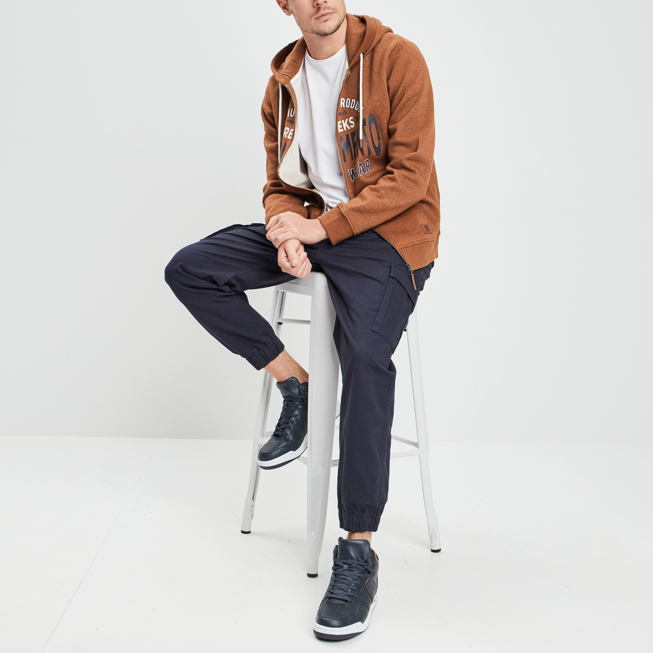 T-shirt col rond avec poche plaquée blanc homme