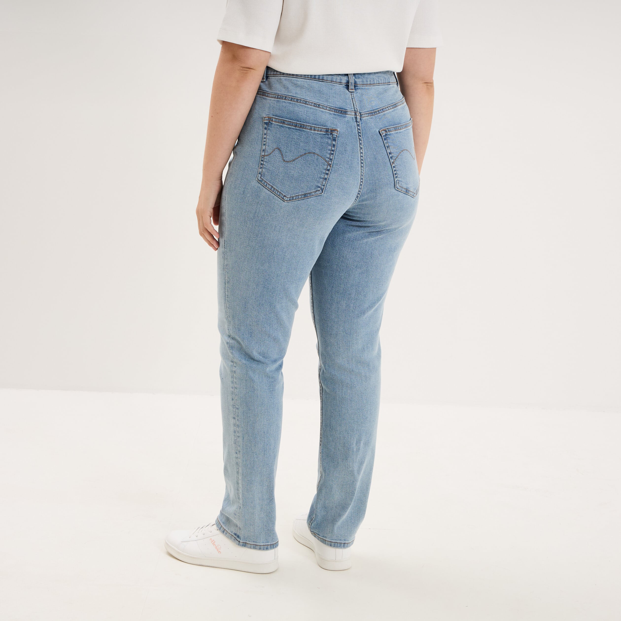 Jeans droit taille haute denim triple stone femme grande taille