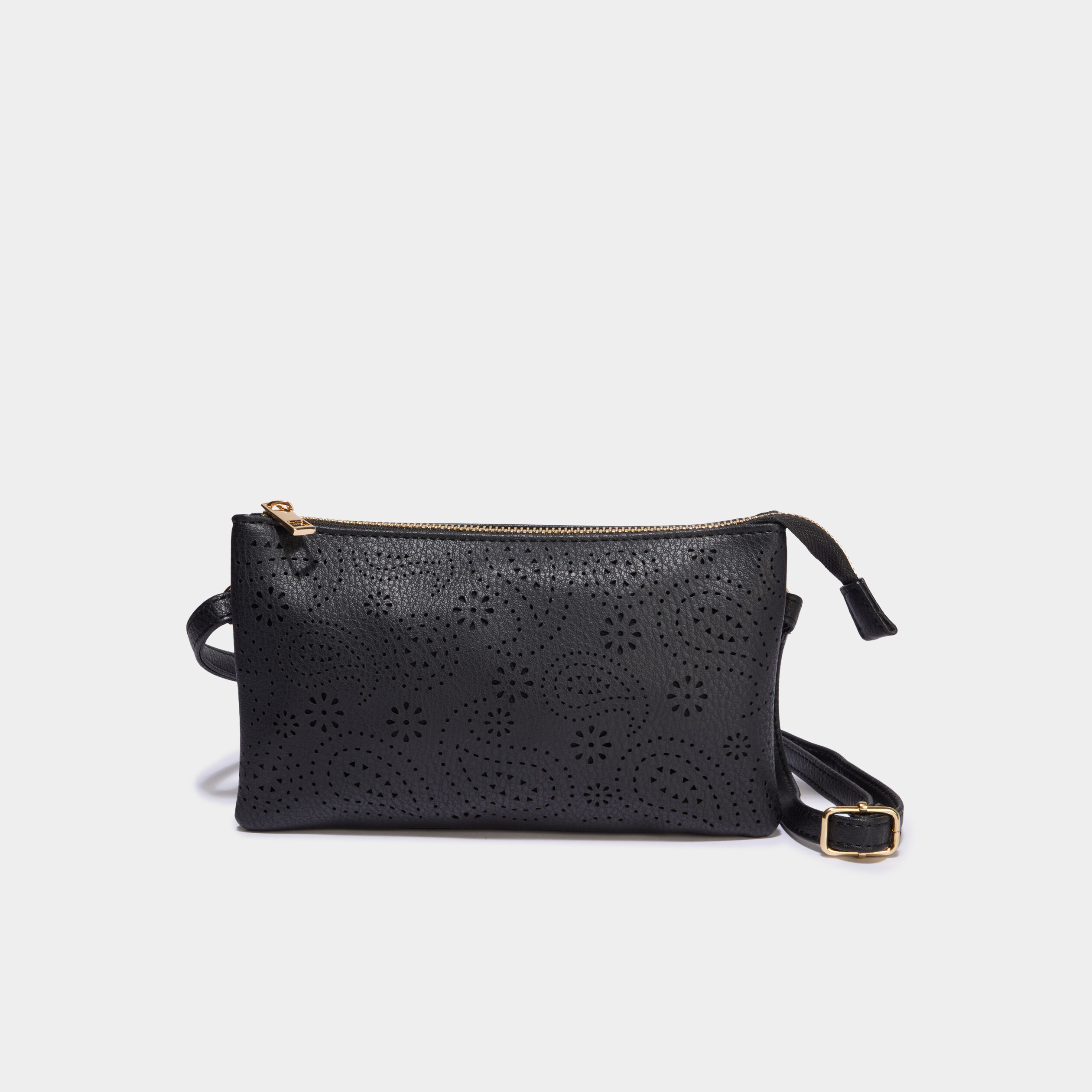 Sac pochette d&eacute;tails ajour&eacute;s noir femme