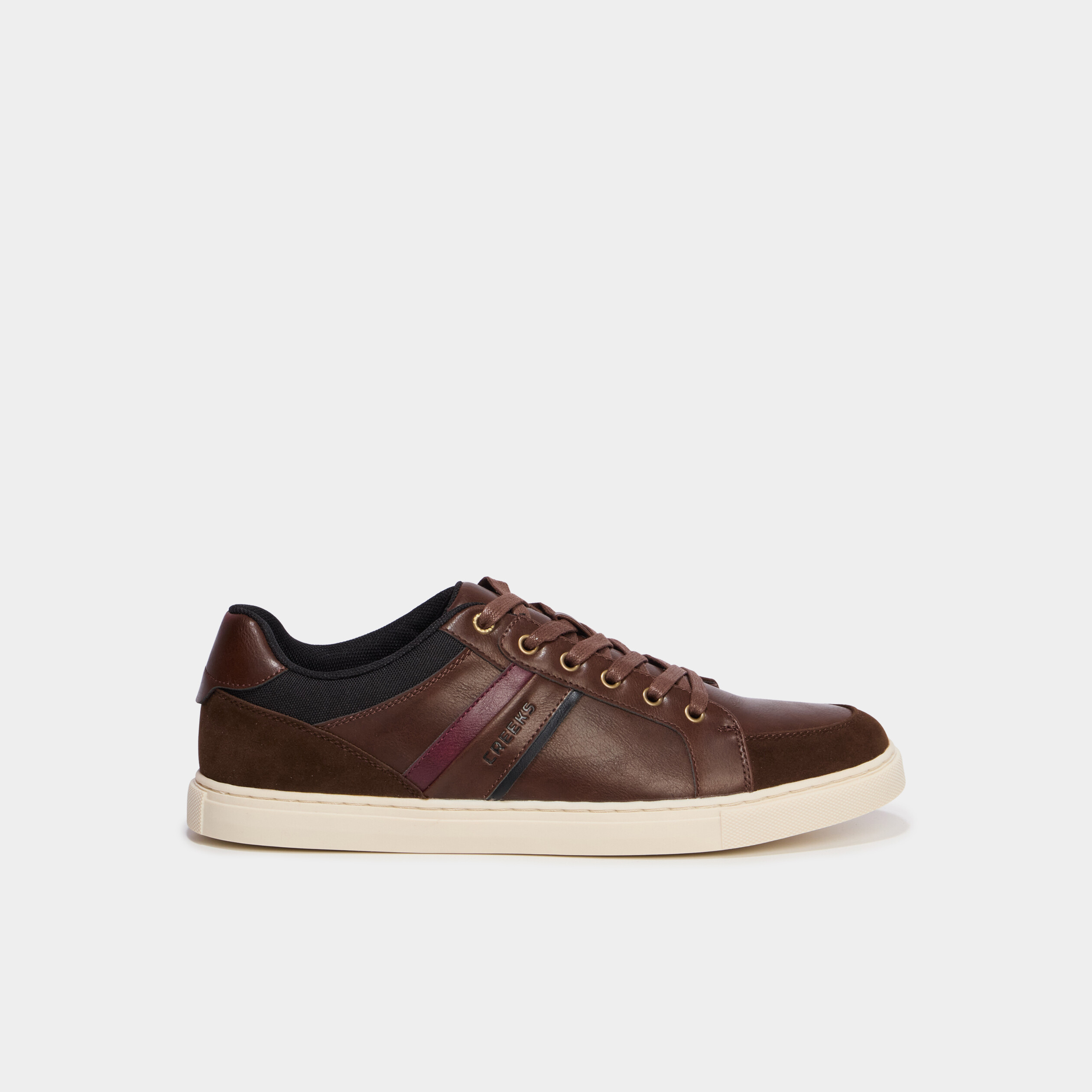 Baskets basses &agrave; lacets marron fonc&eacute; homme
