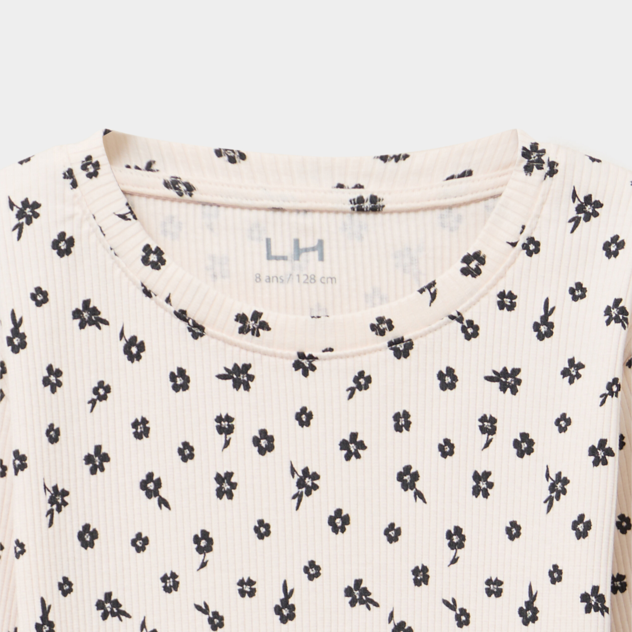 T-shirt c&ocirc;tel&eacute; ajust&eacute; manches longues beige fille