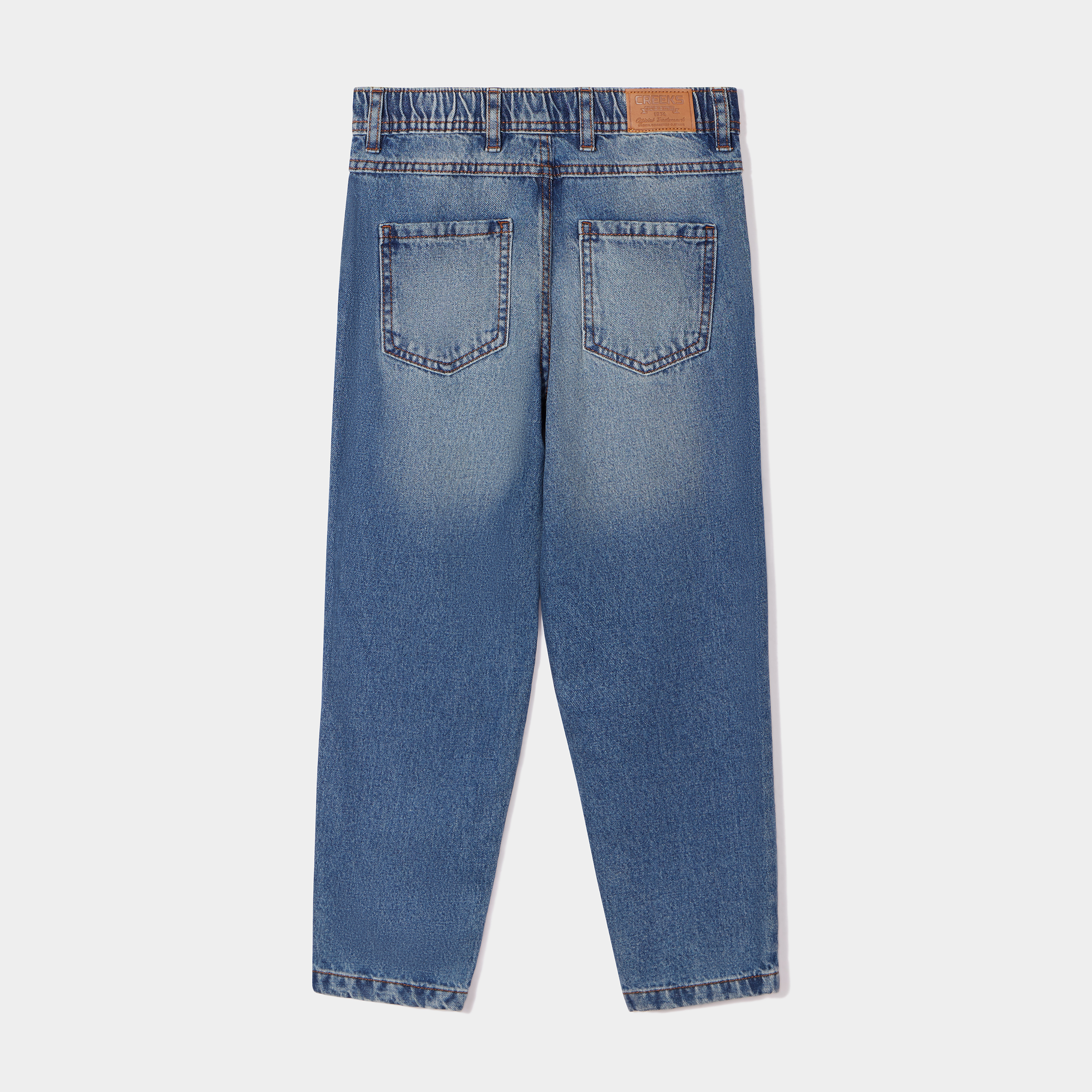 jeans regular patchs coton creeks denim double stone garcon Jeans regular patchs coton Creeks denim double stone garçon