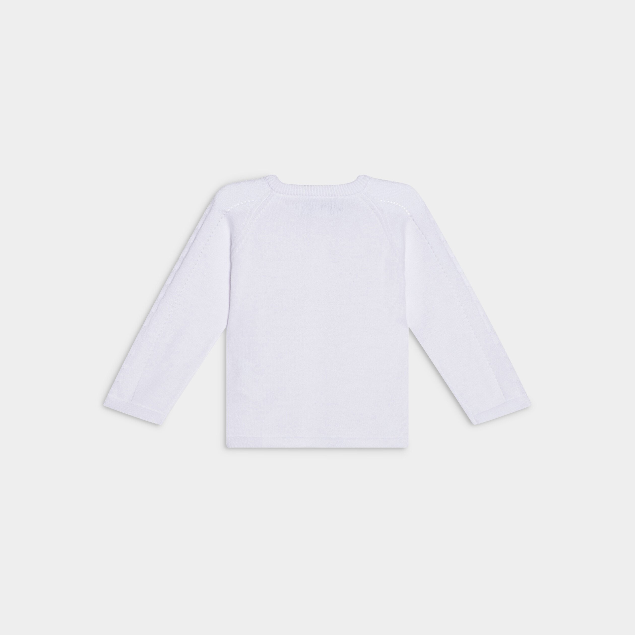 gilet manches longues boutonne coton blanc bebef Gilet manches longues boutonné coton blanc bébé fille
