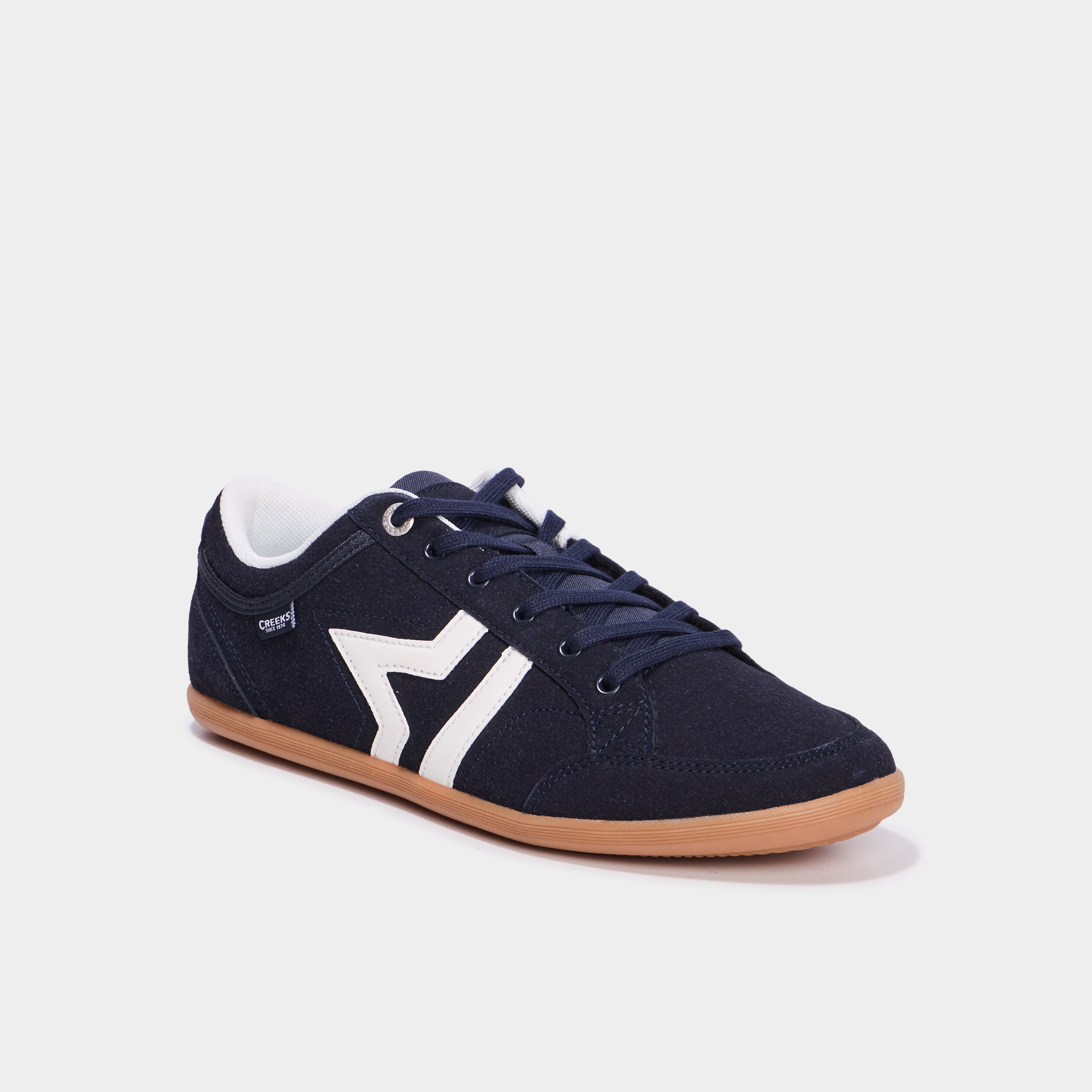 Tennis basses &agrave; lacets effet su&eacute;dine bleu marine homme