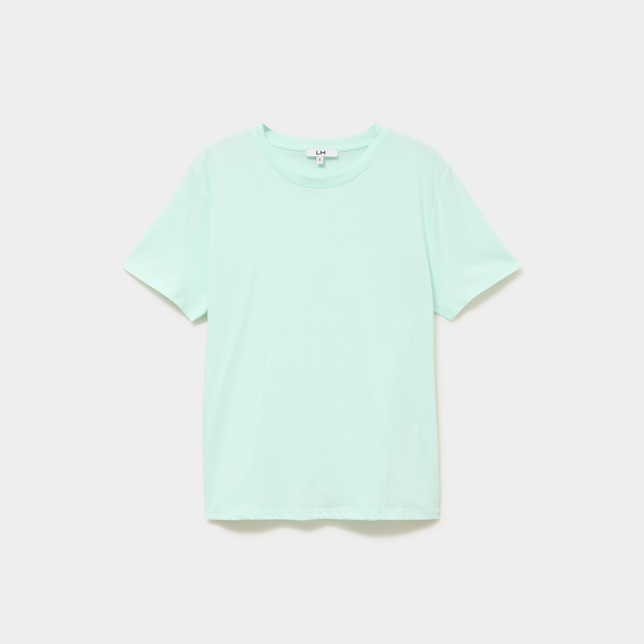 T-shirt col rond manches courtes coton vert clair femme