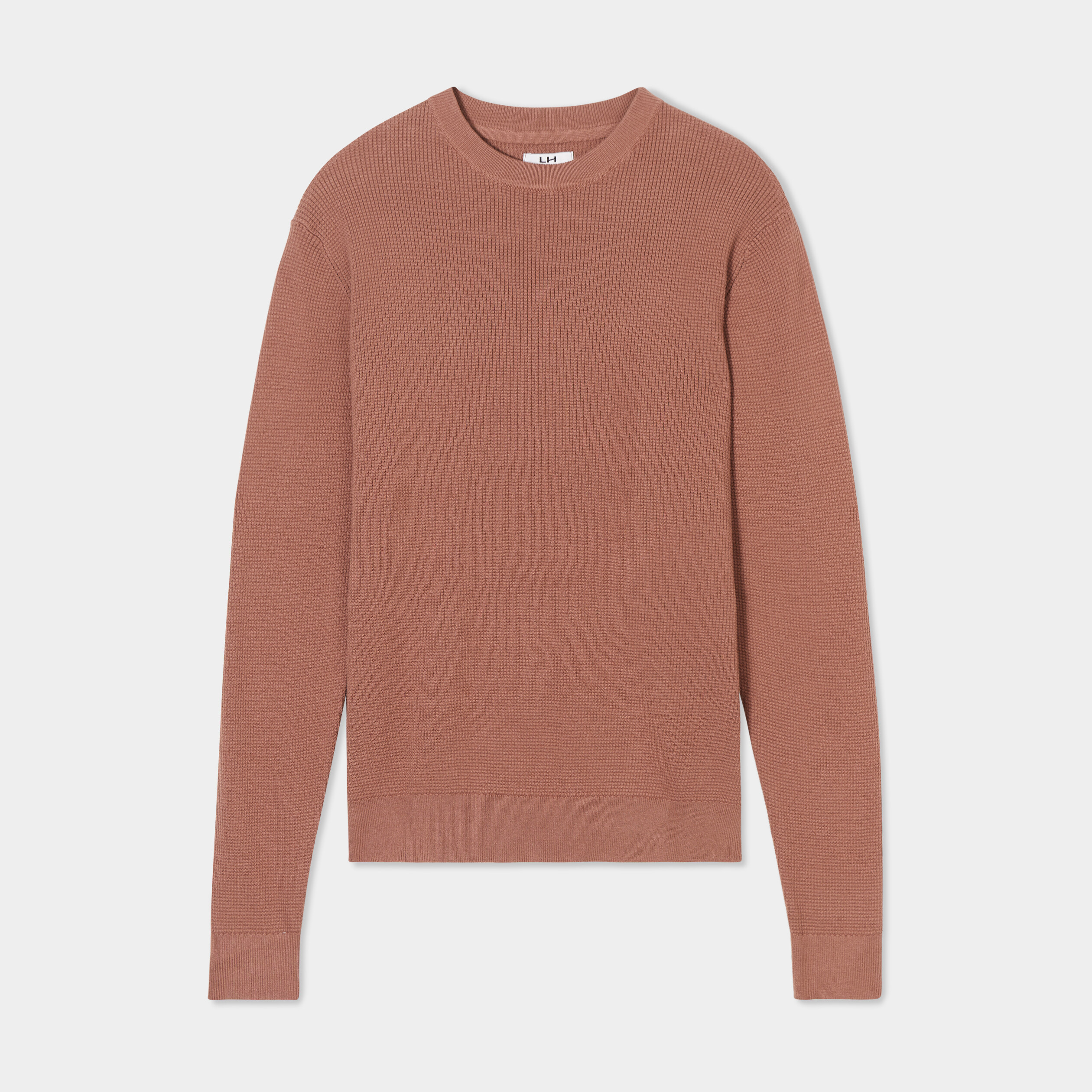 Pull en maille textur&eacute;e col rond marron homme