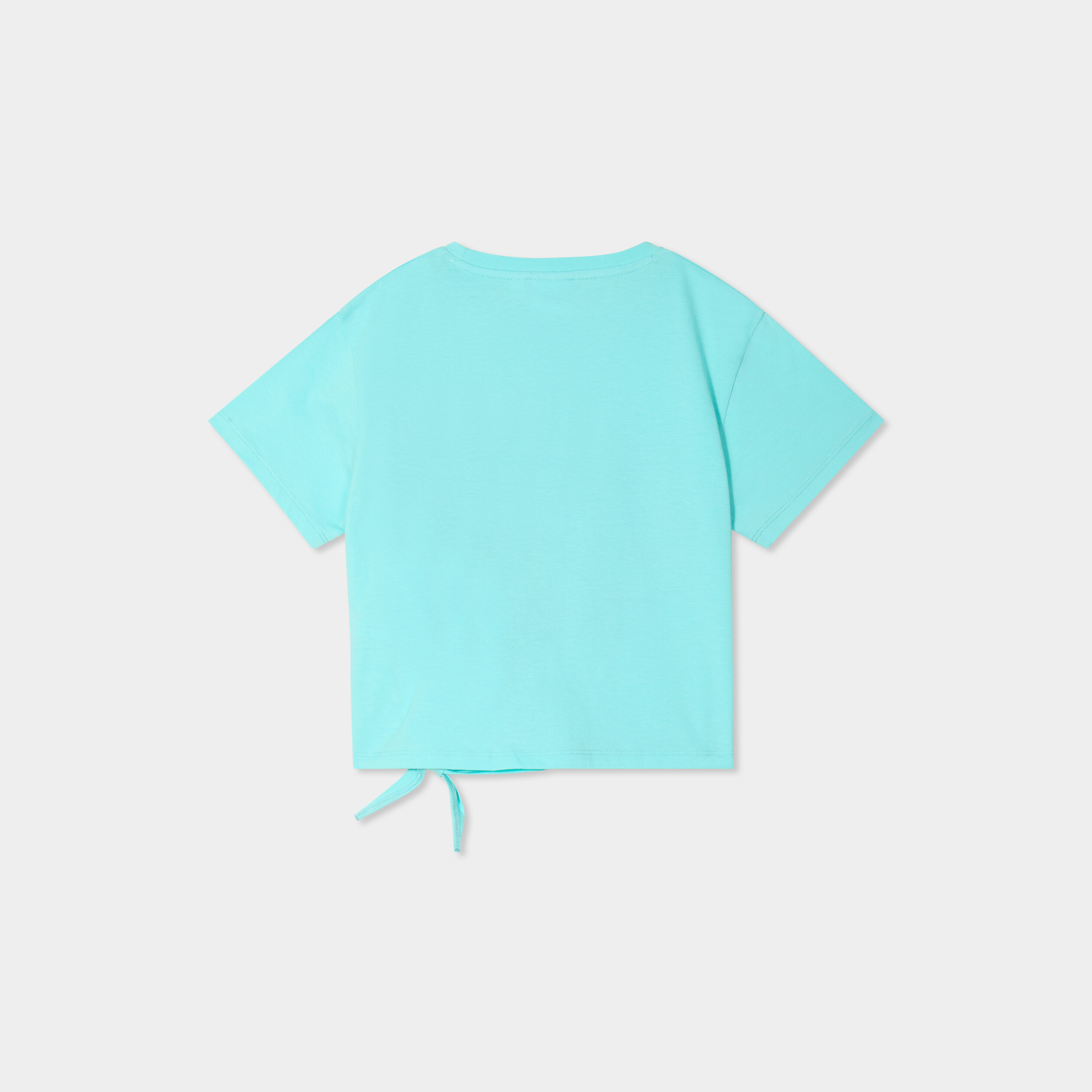 t shirt detail noeud coton stitch vert turquoise fille T-shirt détail noeud coton Stitch vert turquoise fille