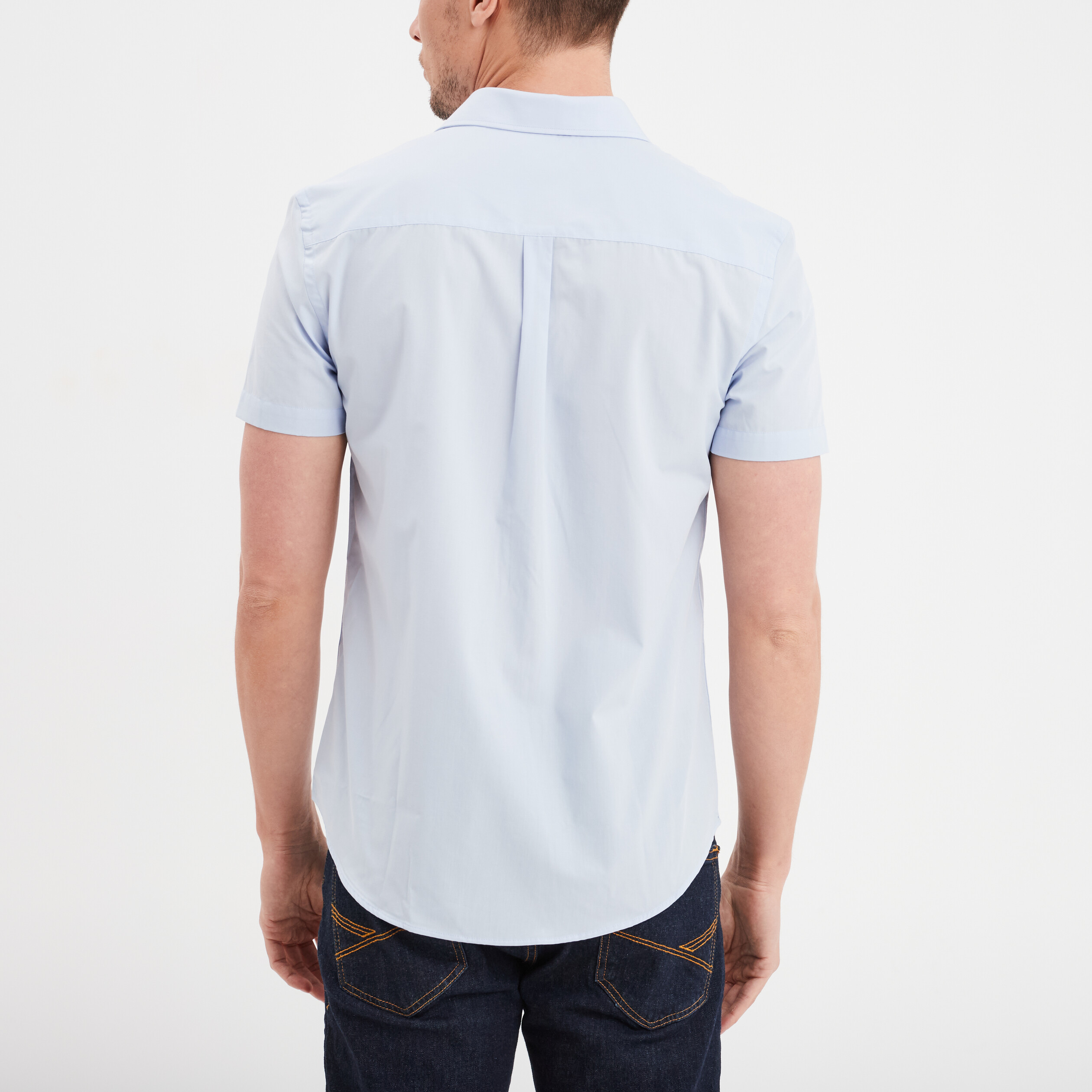 Chemise droite manches courtes bleu ciel homme