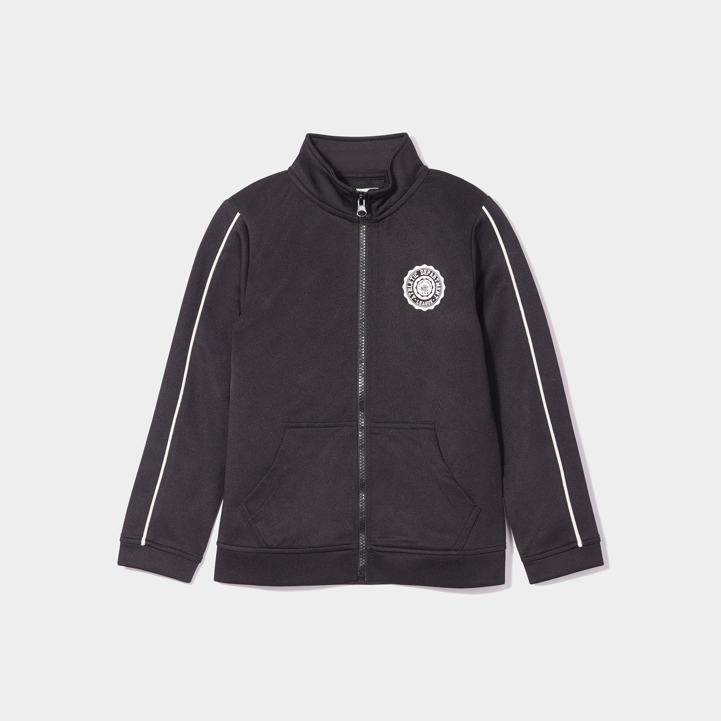 sweat zippe col montant noir garcon Sweat zippé col montant noir garçon