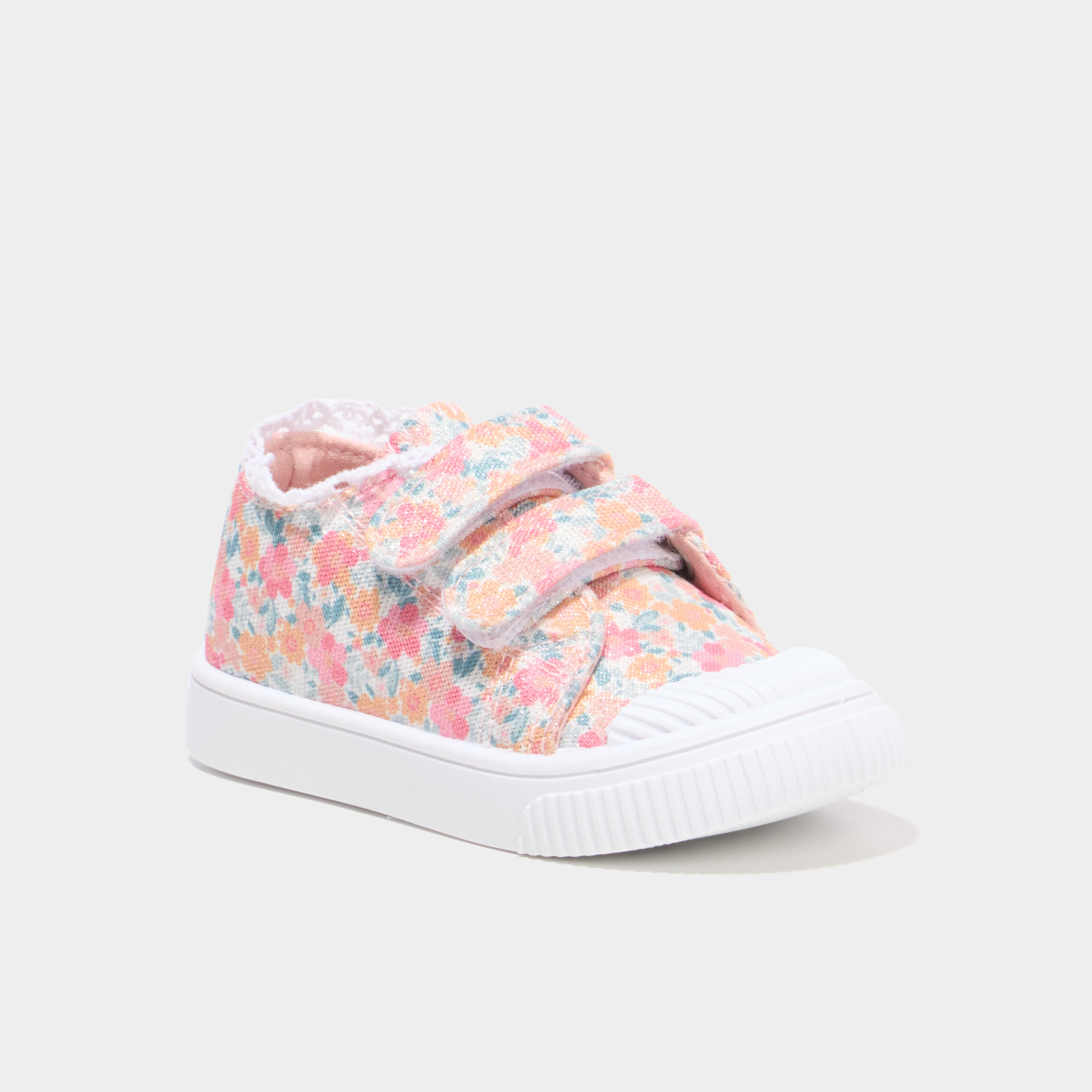 Tennis basses renforc&eacute;es semelle souple multicolore b&eacute;b&eacute; fille