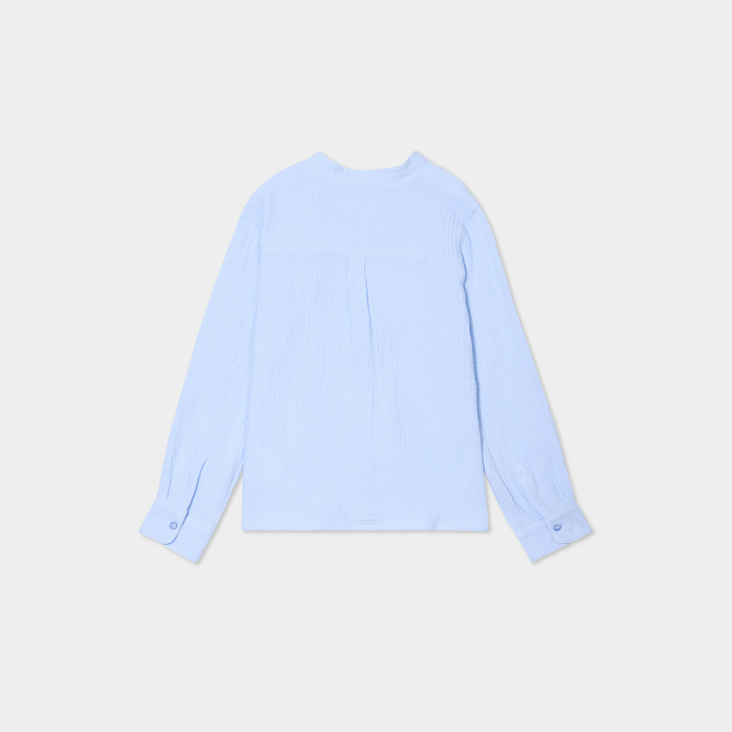 chemise gaze coton manches retroussables bleu ciel garcon Chemise gaze coton manches retroussables bleu ciel garçon