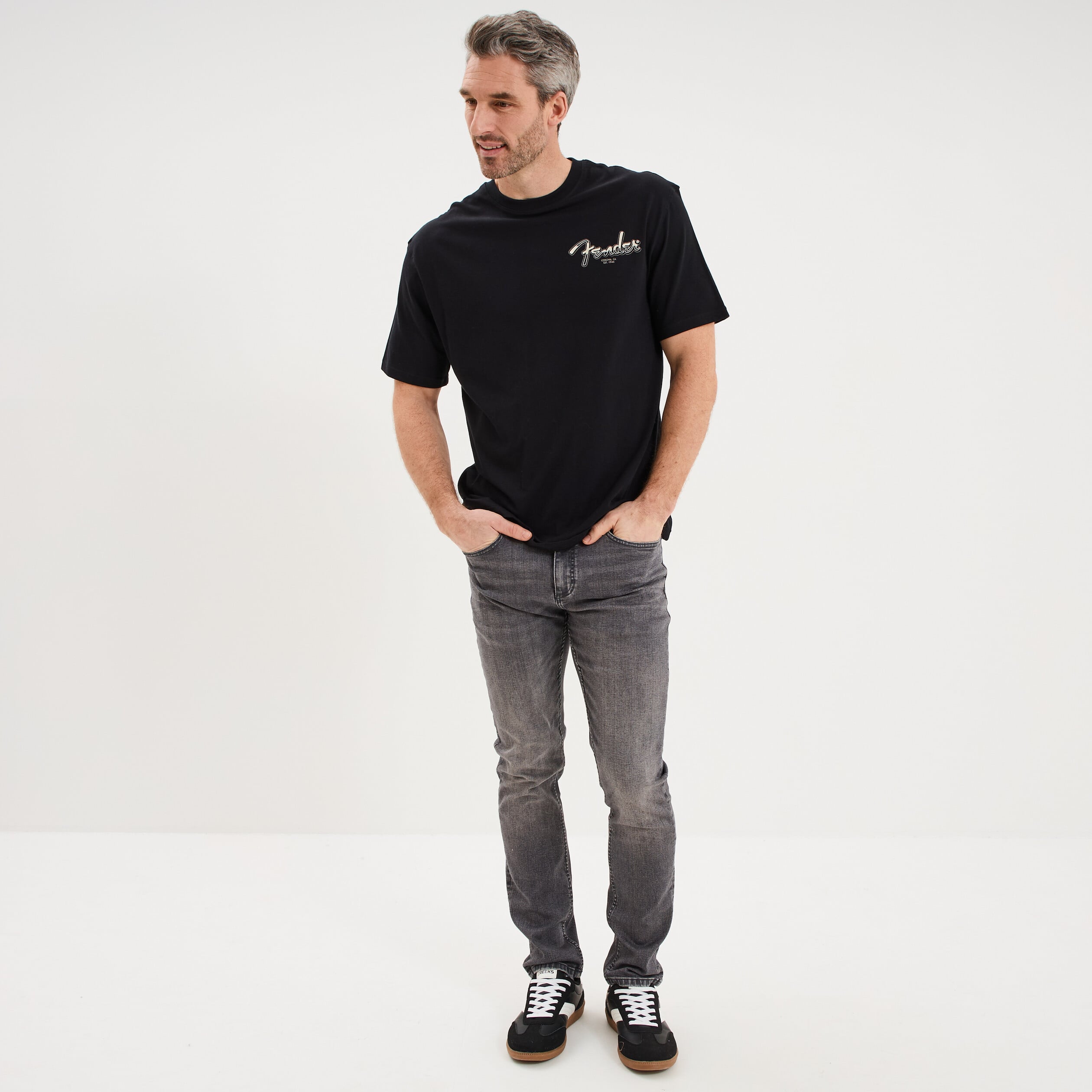 T-shirt manches courtes coton Fender noir homme