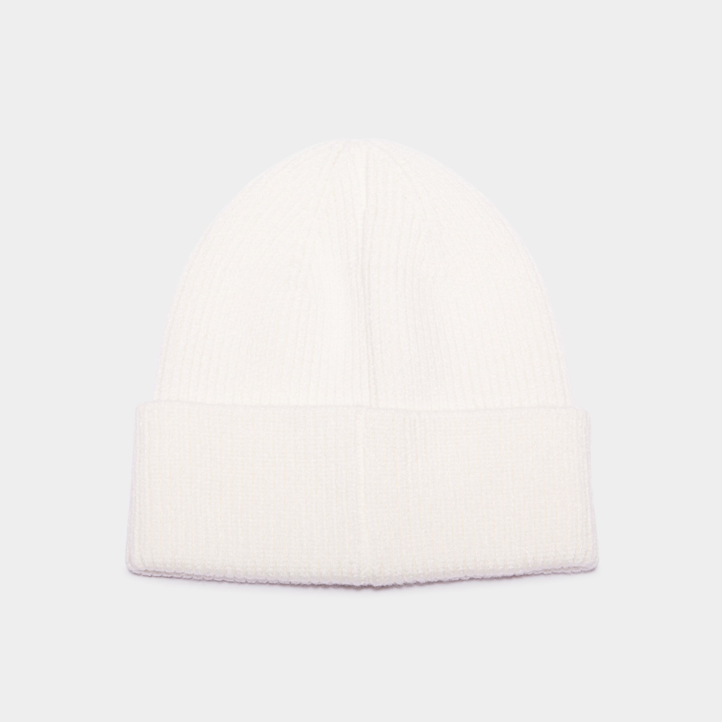 Bonnet tricot&eacute; avec bord &agrave; revers ivoire femme