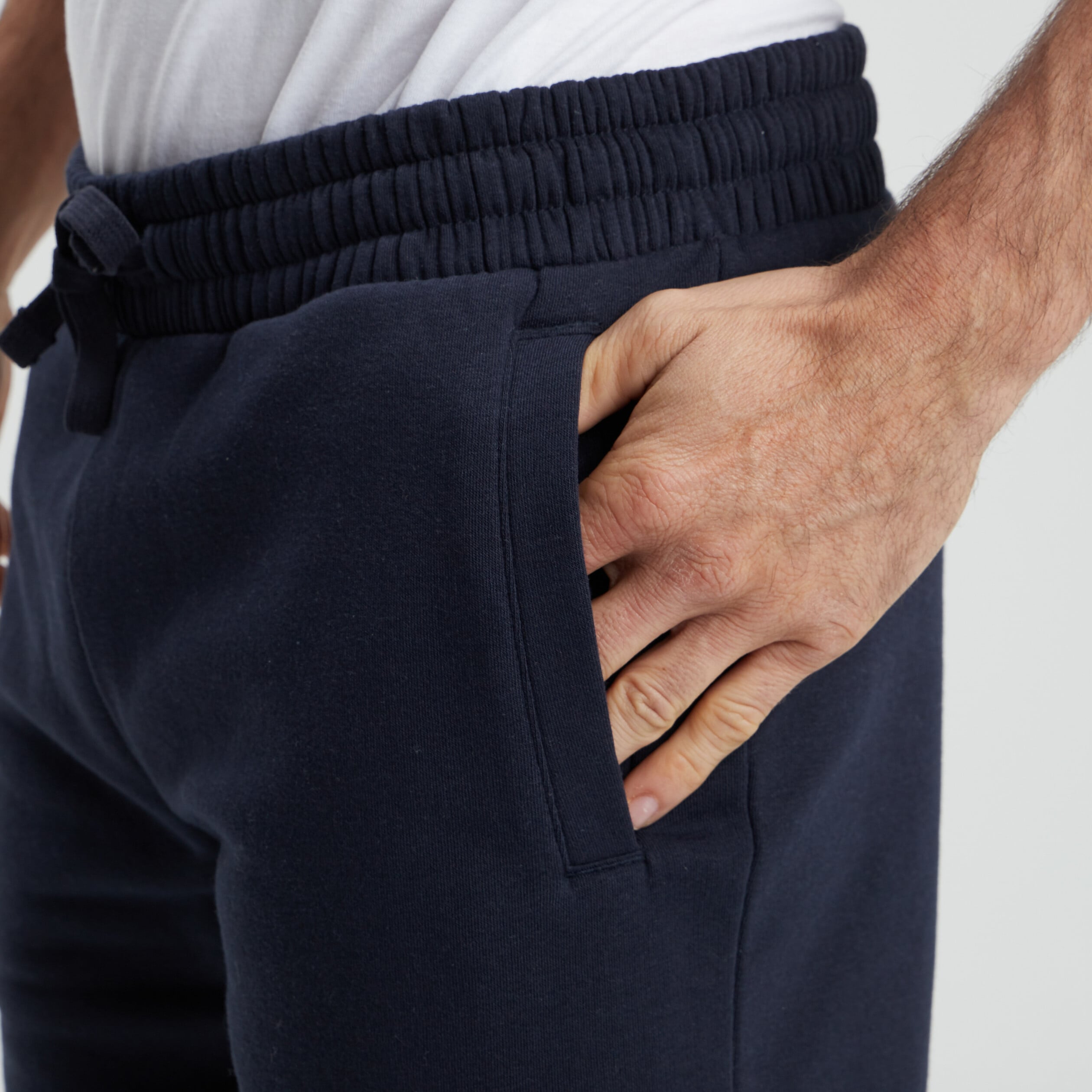 Short jogging molleton droit bleu marine homme
