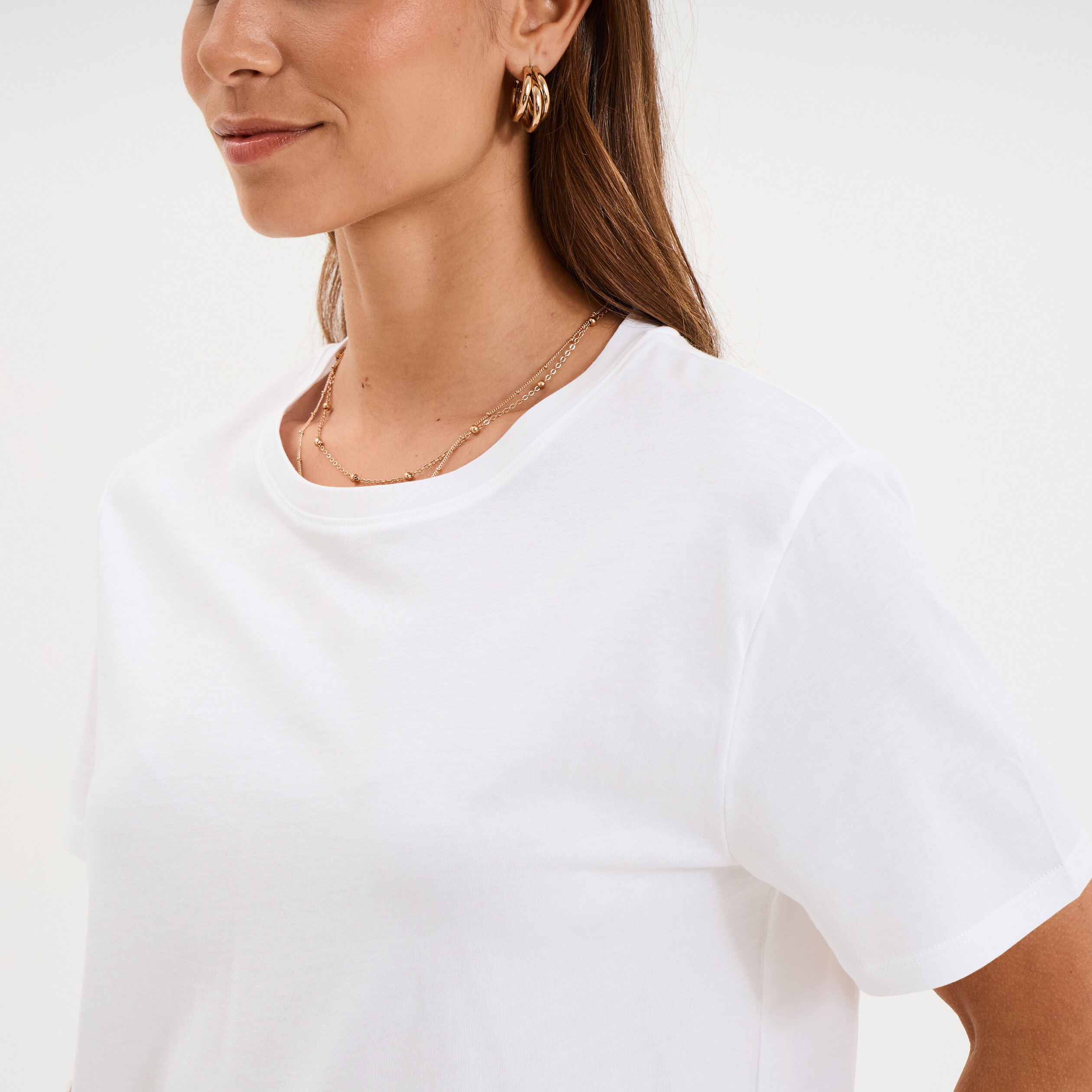 Essentials T-Shirt Col Rond à Manches Courtes Coupe Ajustée Women's, Pack of 2, Noir, L