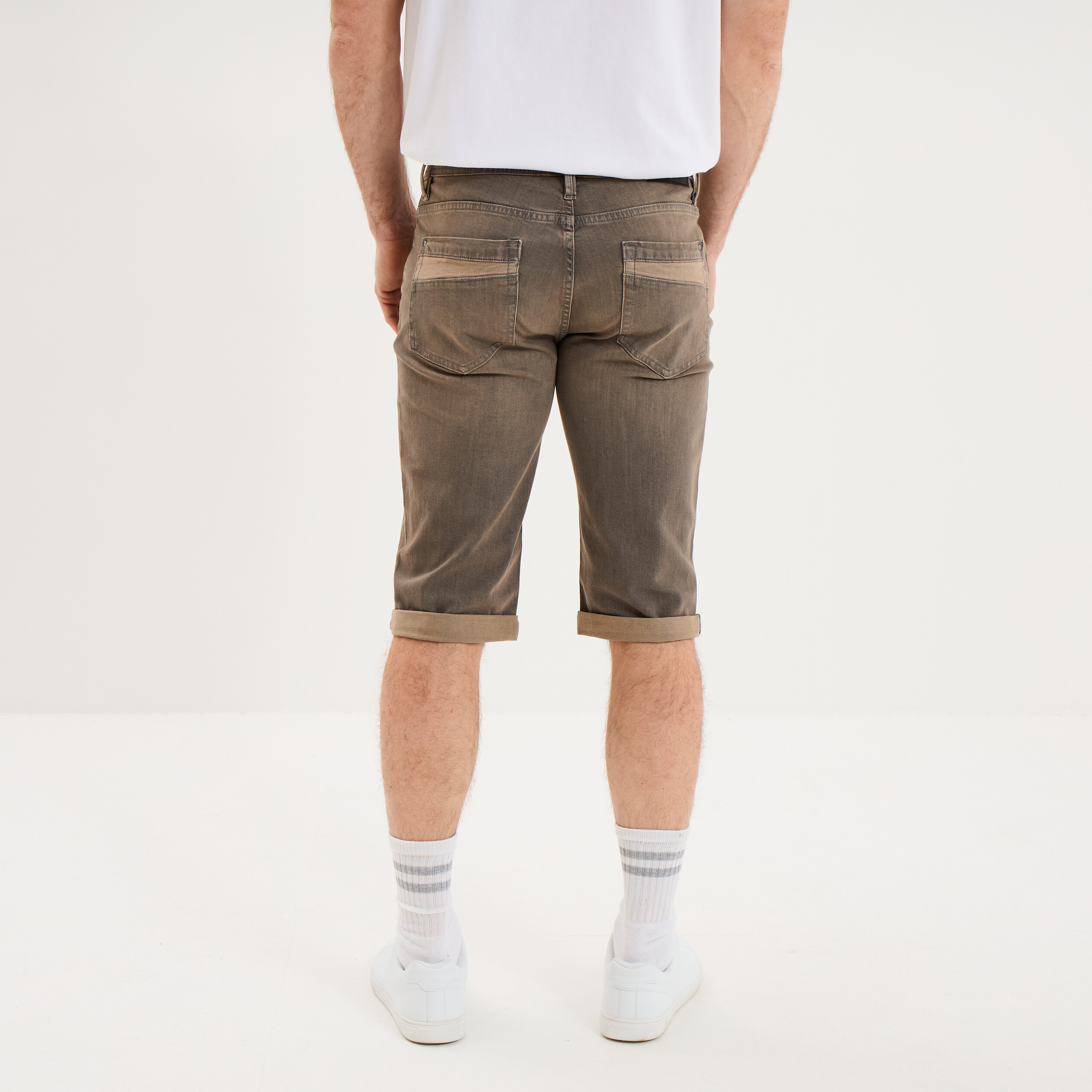 Bermuda short en jean regular denim gris homme