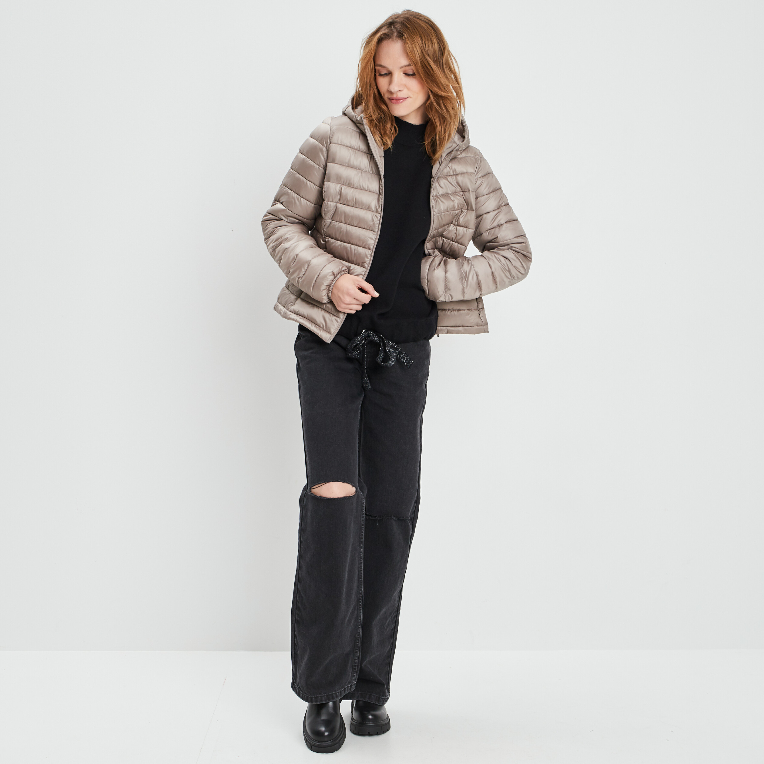 Pull avec col montant noir femme