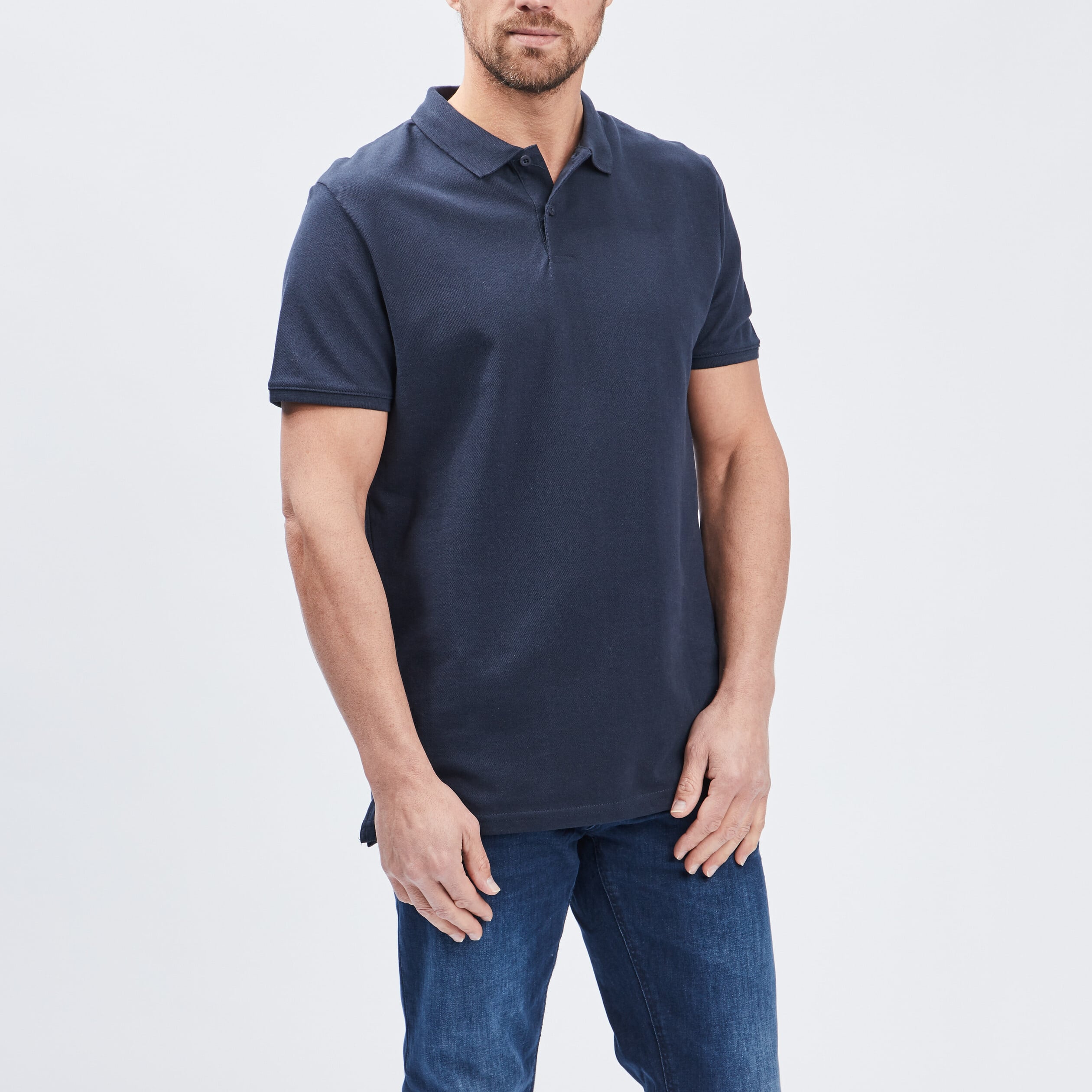 Polo en coton manches courtes bleu marine homme