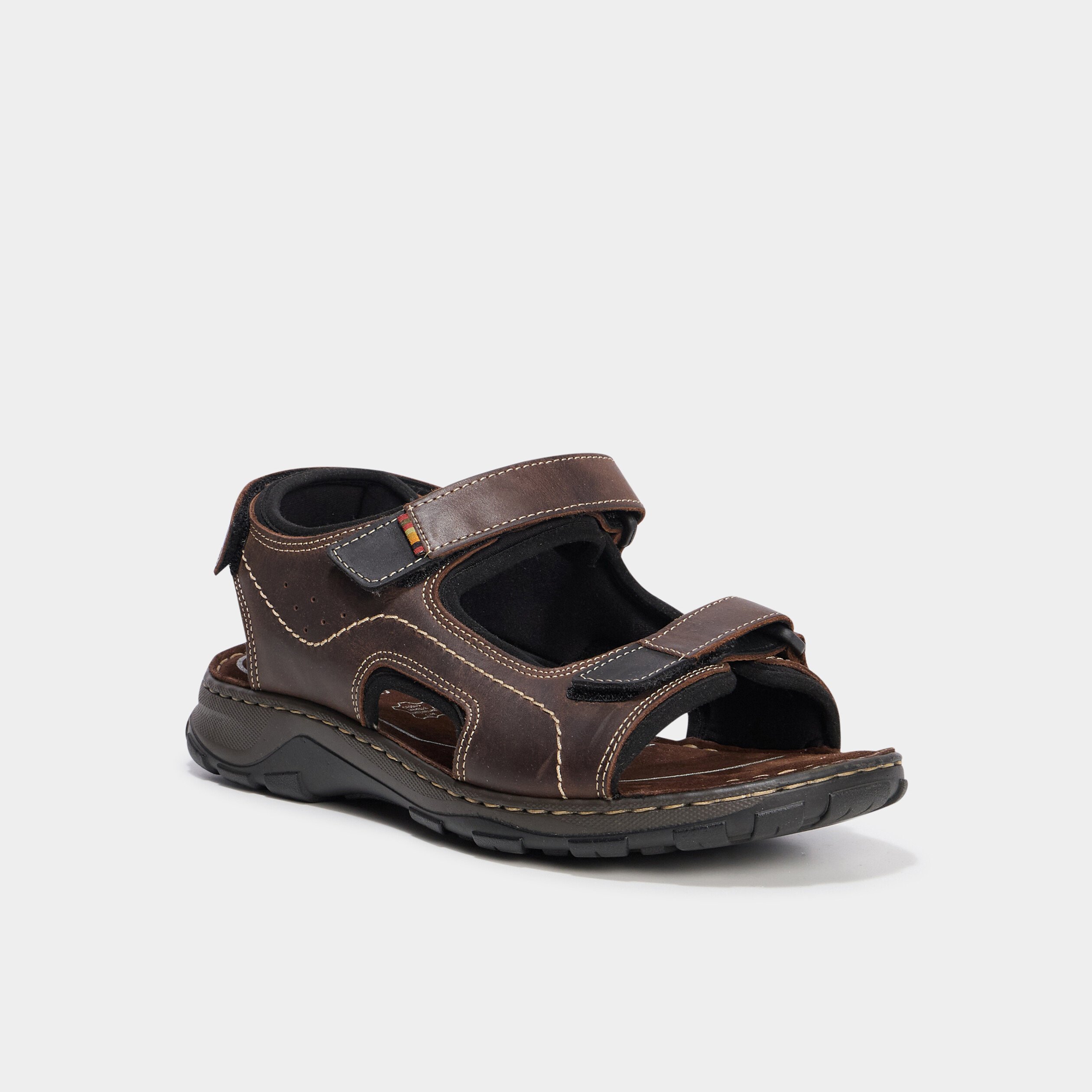 Sandales avec scratchs marron homme