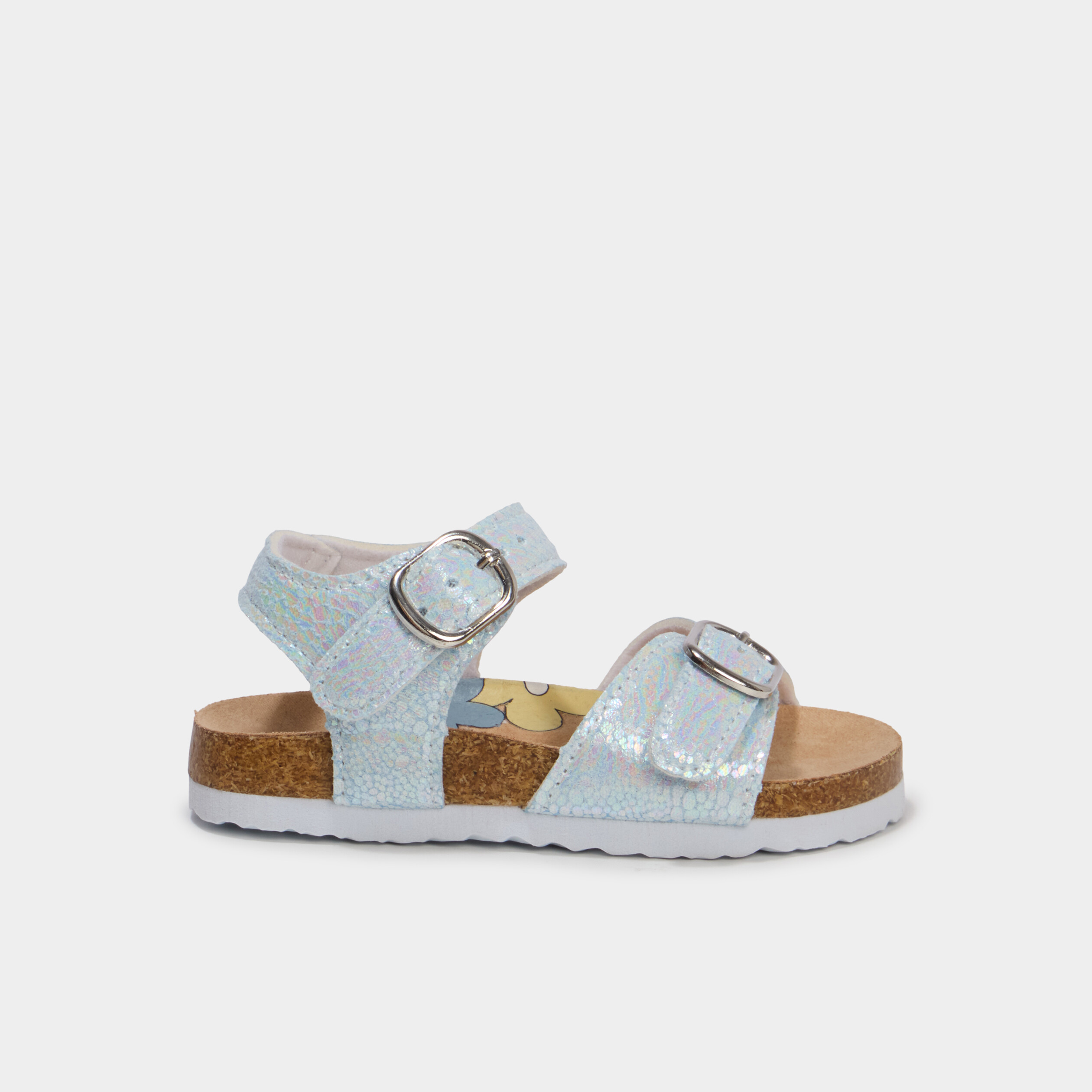 Sandales &agrave; paillettes et boucles bleu ciel b&eacute;b&eacute; fille