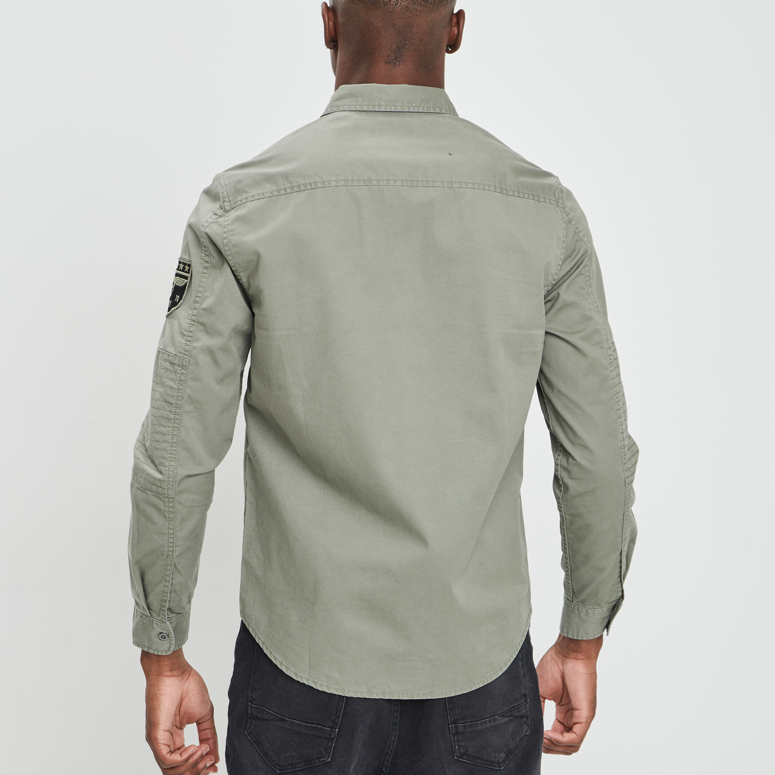 chemise coton manches longues vert kaki homme Chemise coton manches longues vert kaki homme