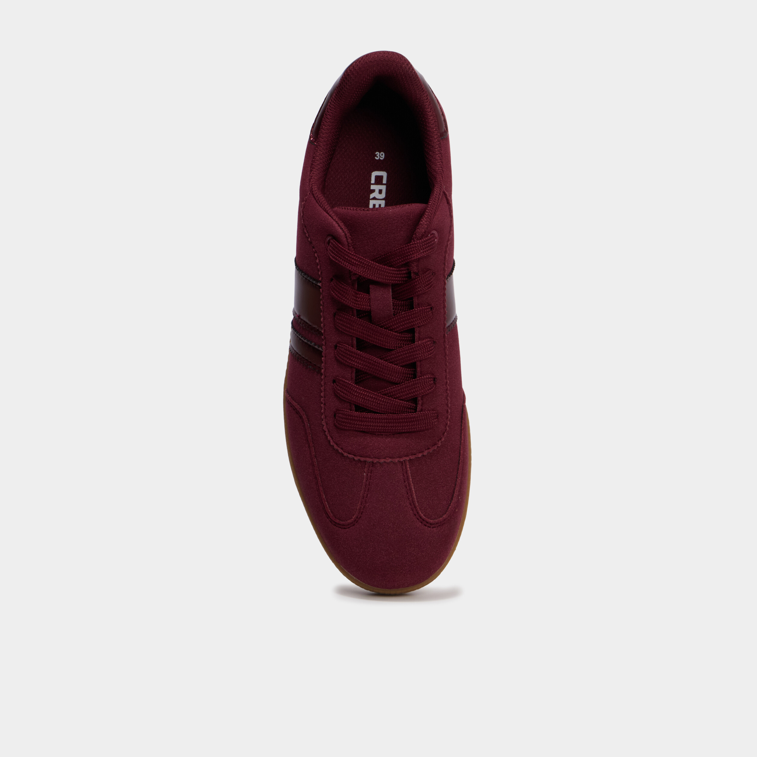 Baskets &agrave; lacets effet su&eacute;dine bordeaux femme