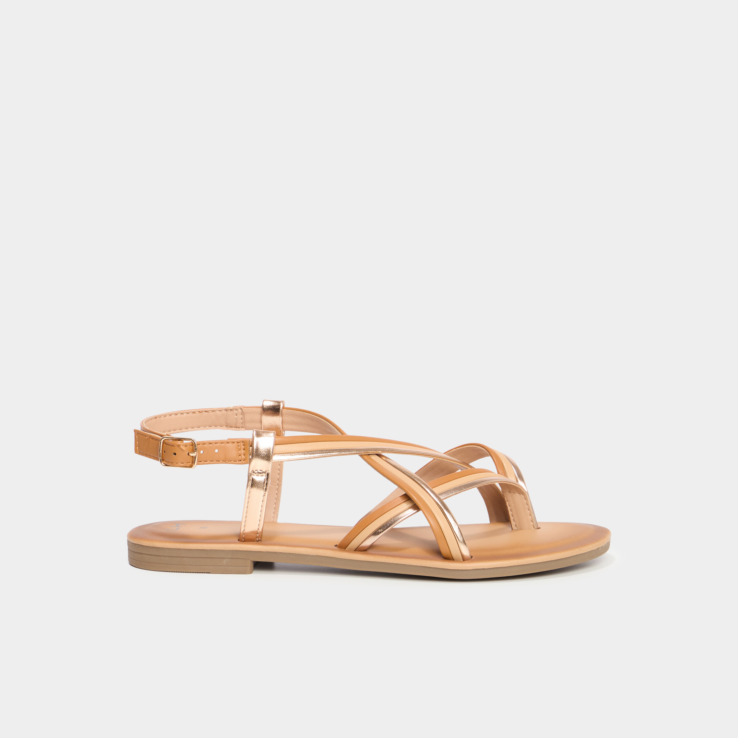 Sandales plates multibrides multicolore femme